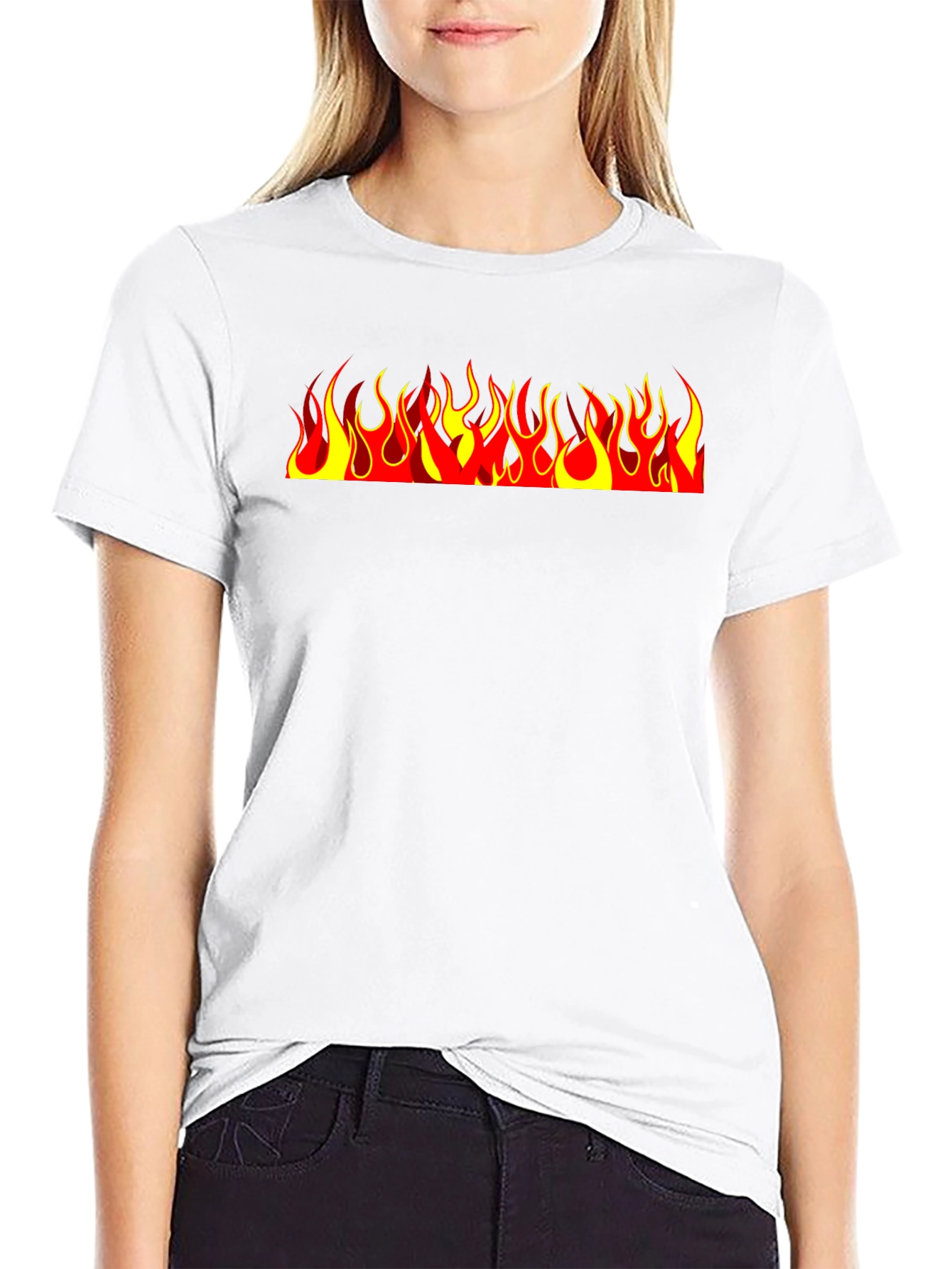 Fiery Flames Graphic Black Tee