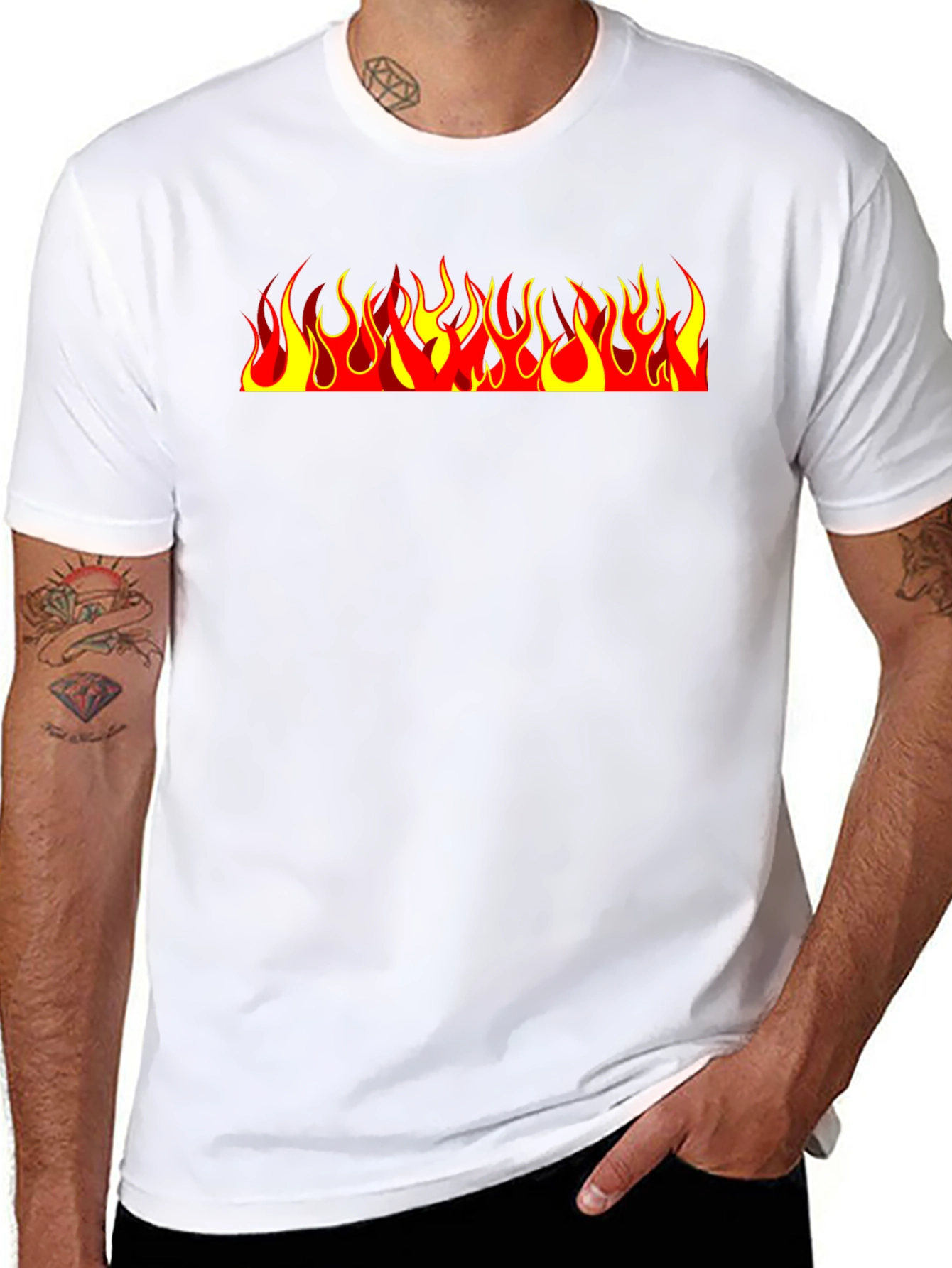 Fiery Flames Graphic Black Tee