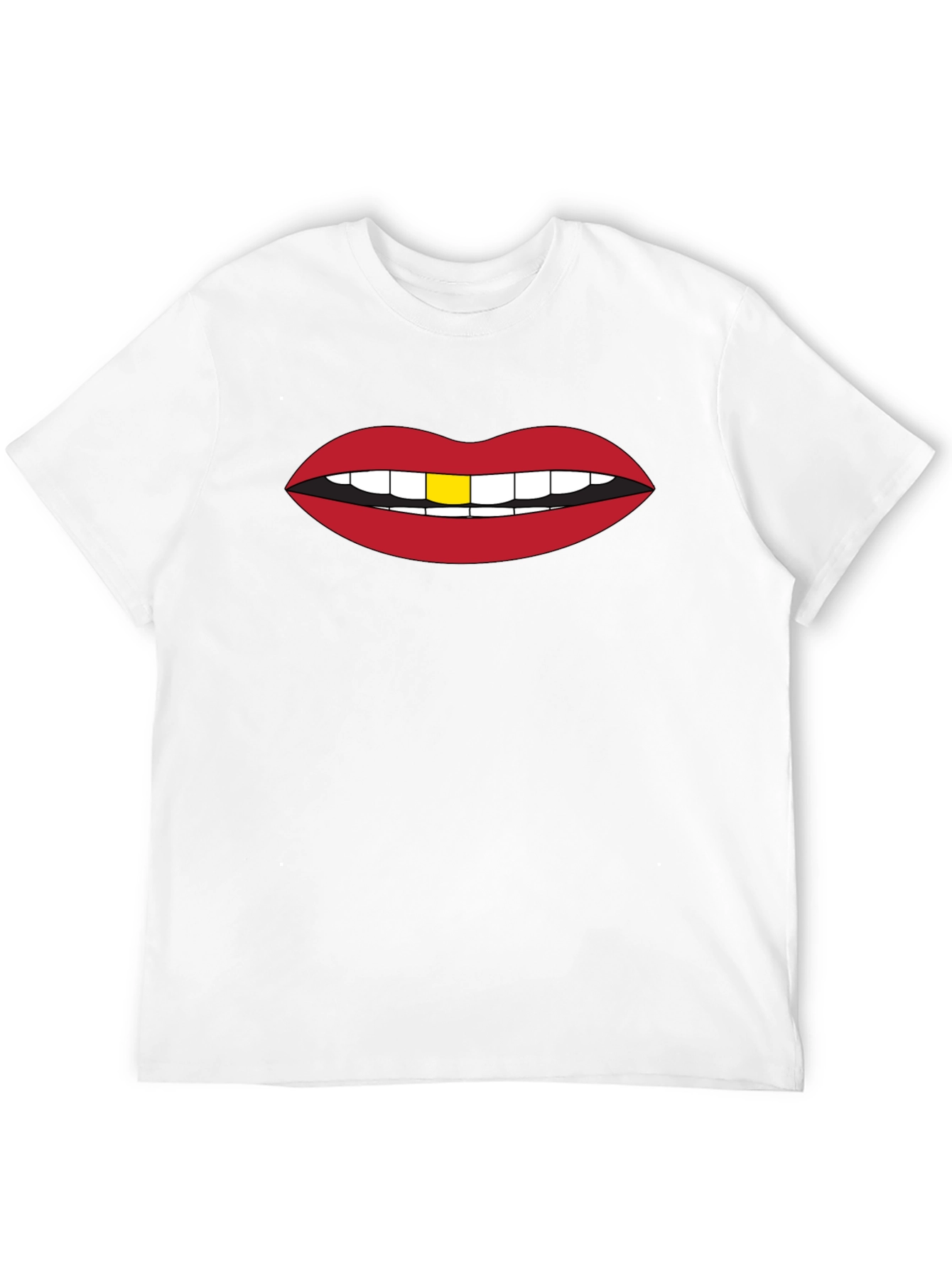 Red Lips Gold Tooth Graphic Black Tee