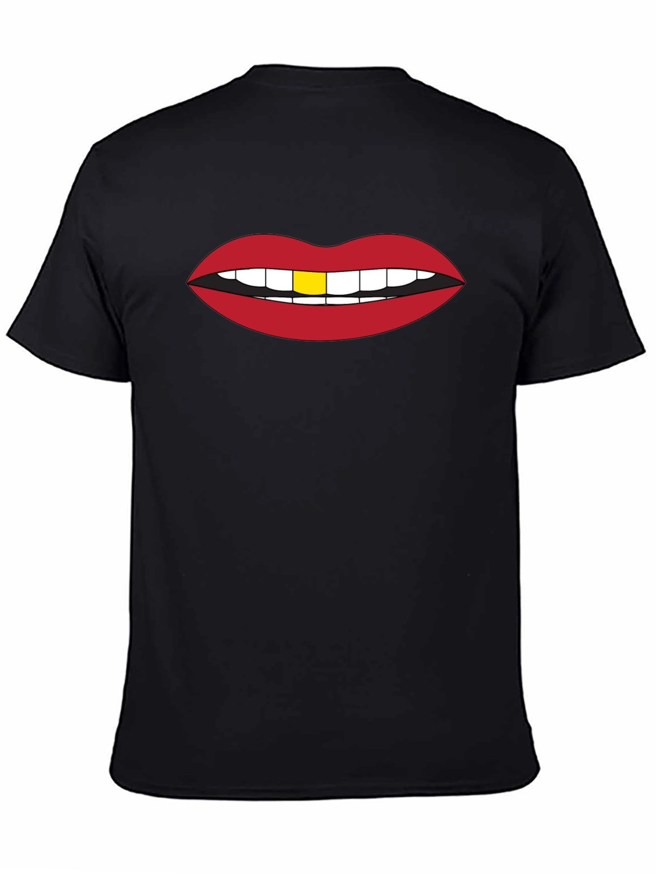 Red Lips Gold Tooth Graphic Black Tee