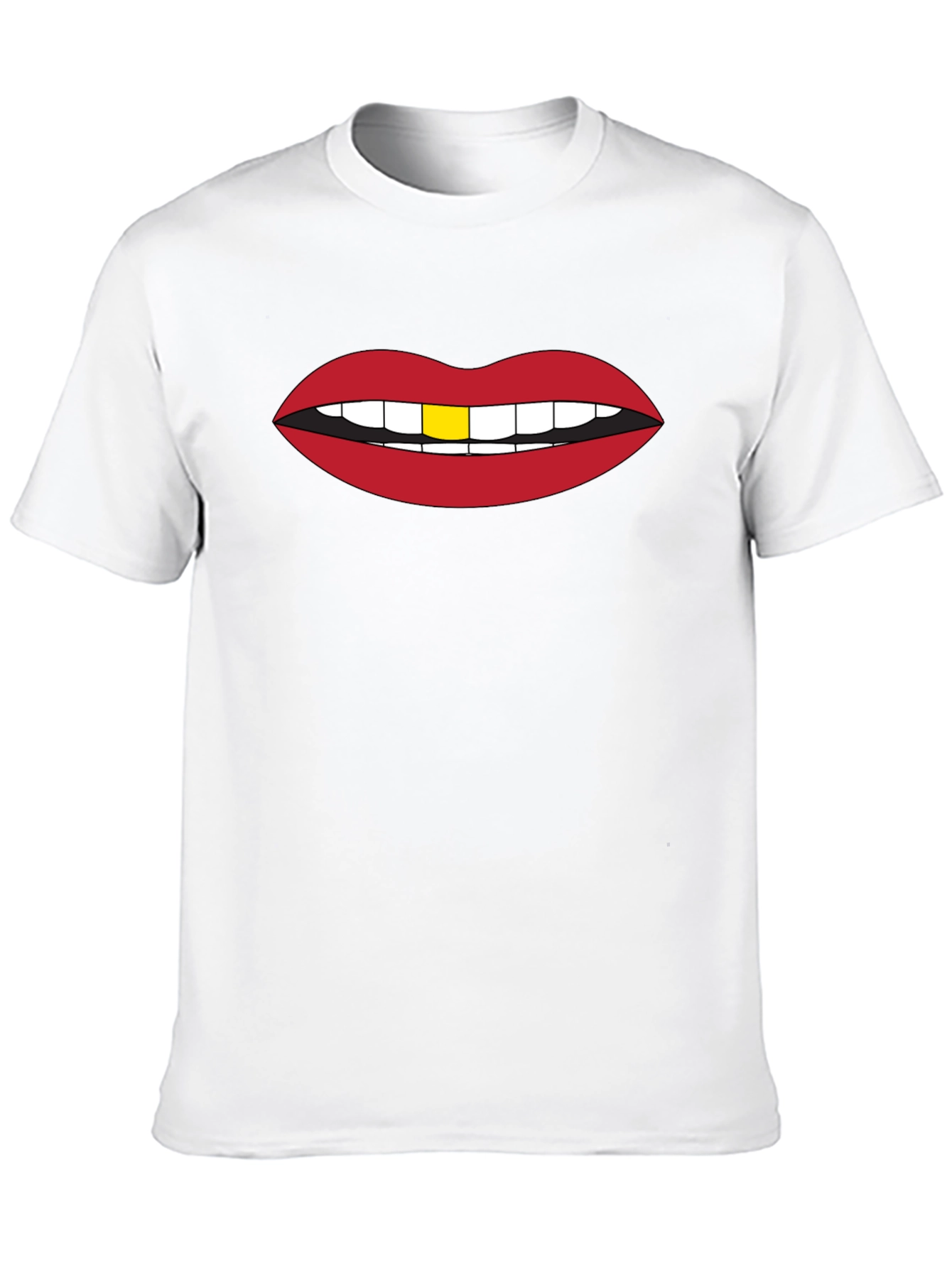 Red Lips Gold Tooth Graphic Black Tee
