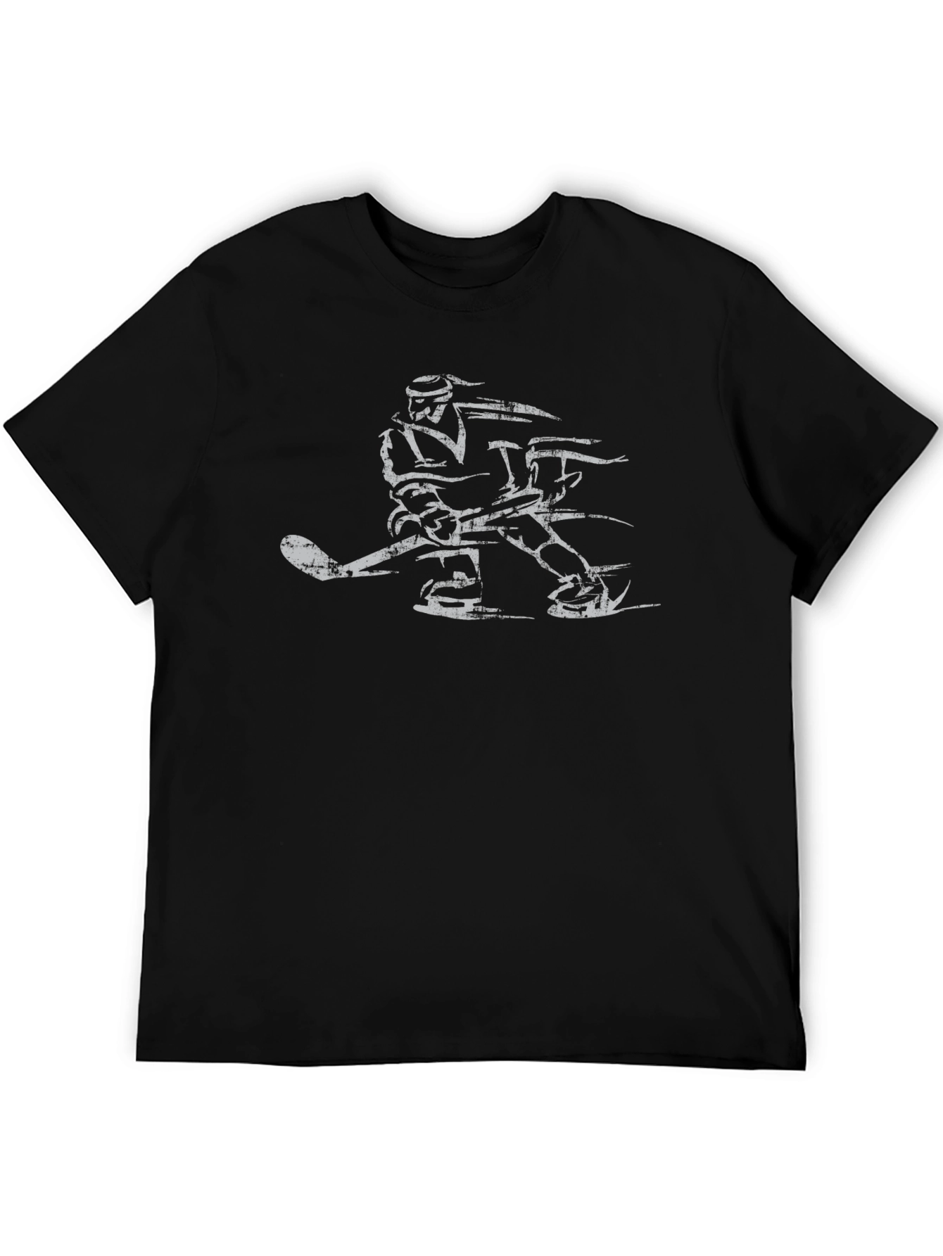 Hockey Player Graphic Tee - Black Casual Shirt