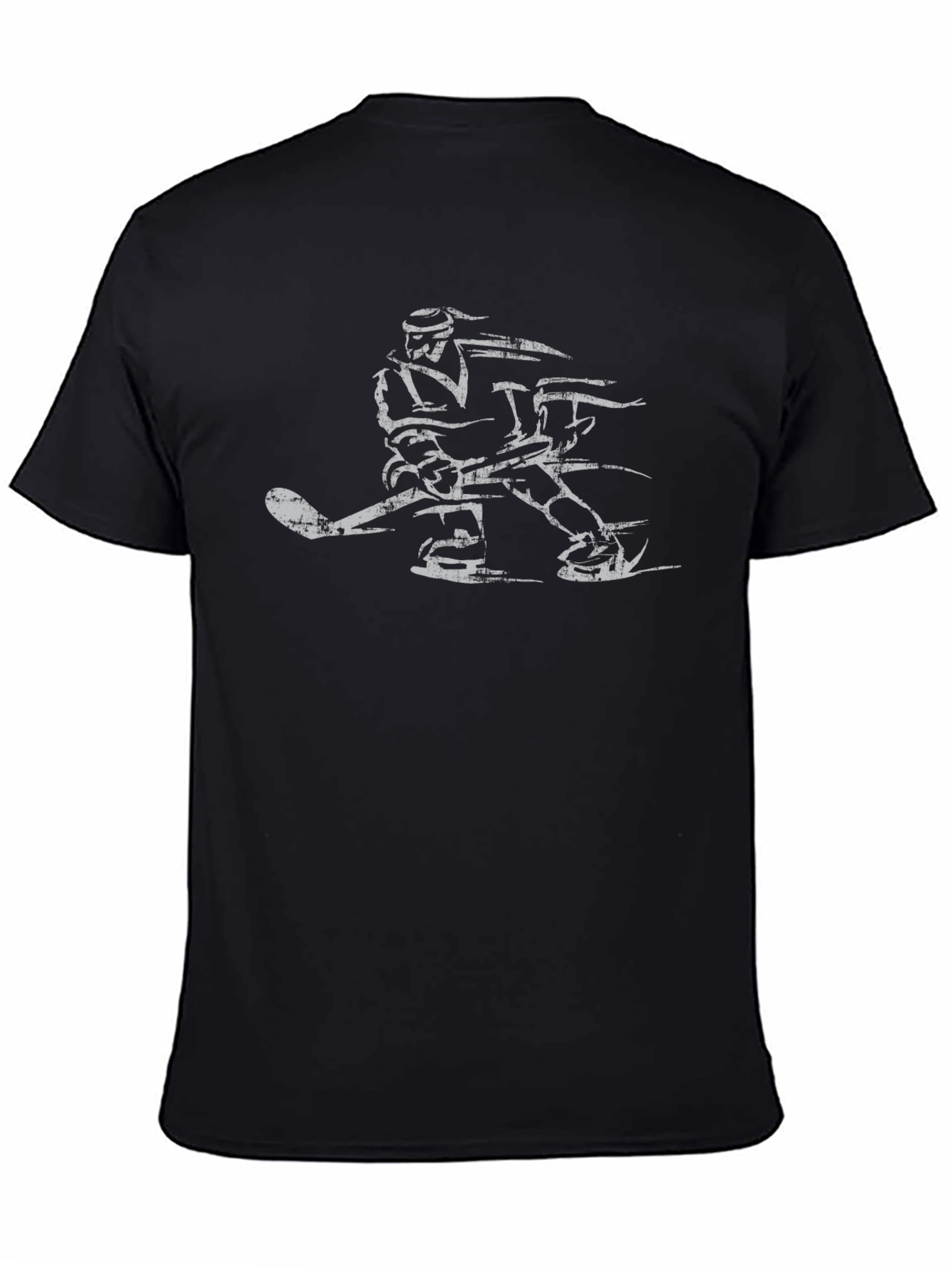 Hockey Player Graphic Tee - Black Casual Shirt