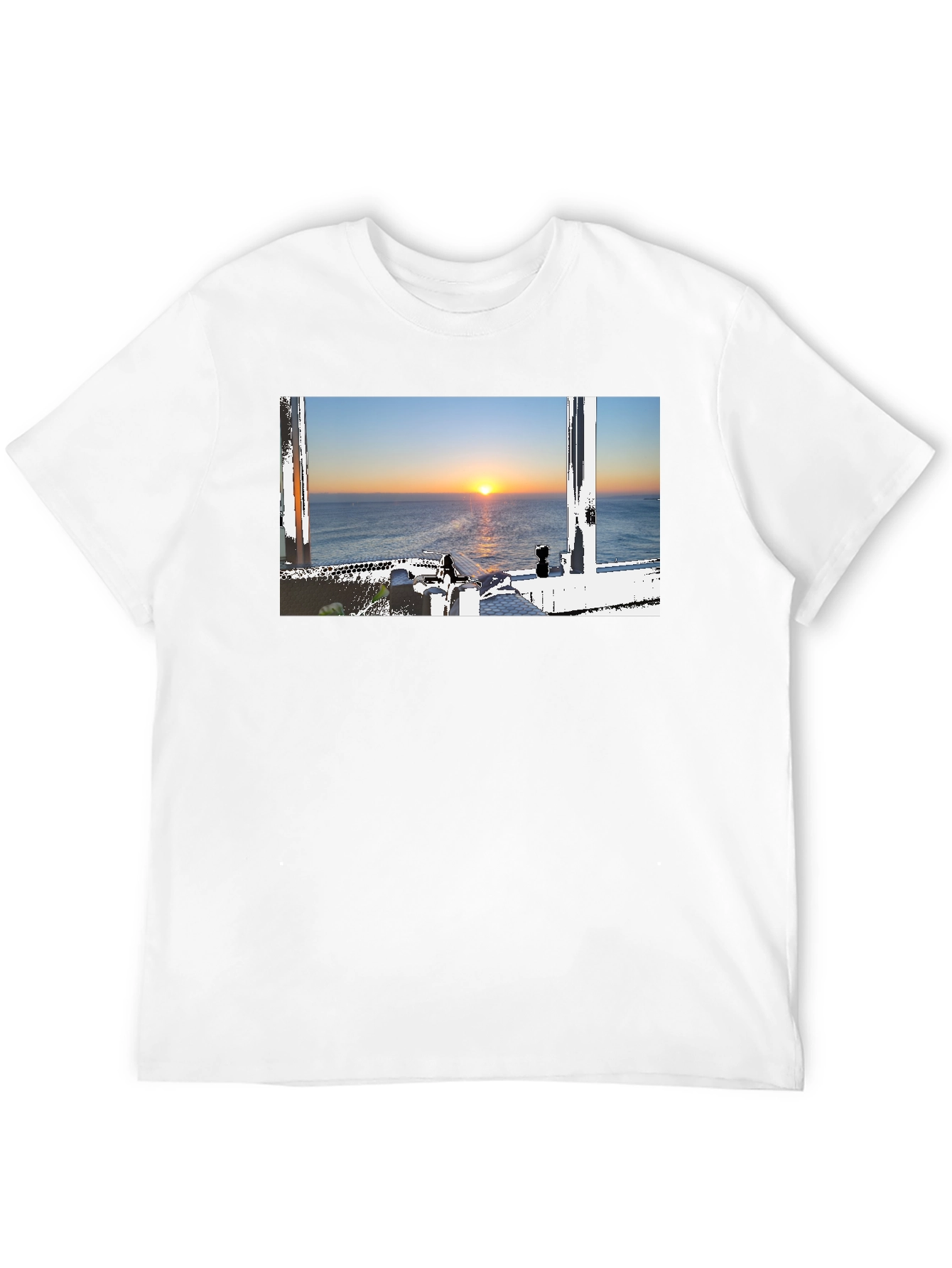 Sunrise View Graphic Tee - Black Cotton T-Shirt