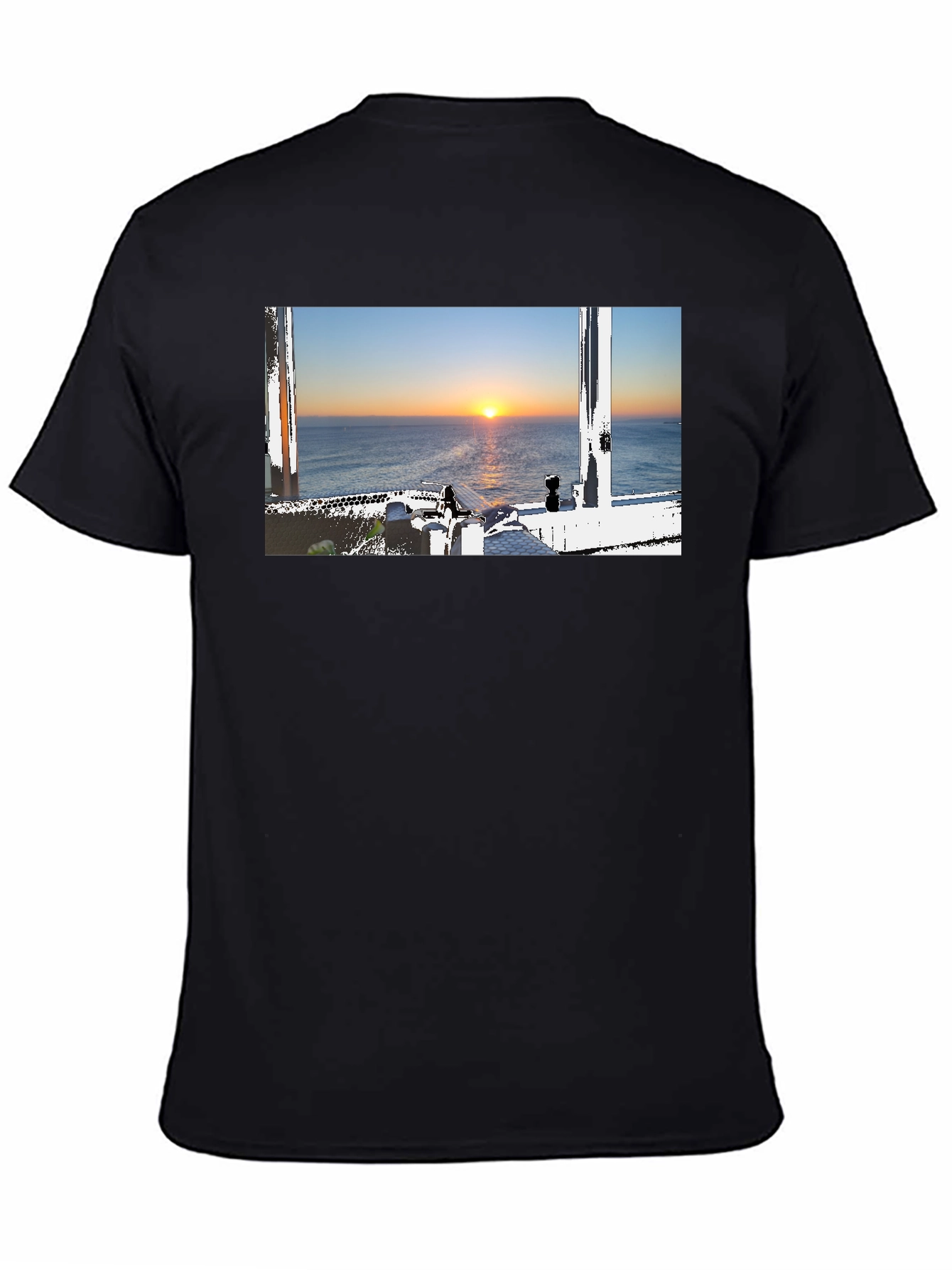 Sunrise View Graphic Tee - Black Cotton T-Shirt