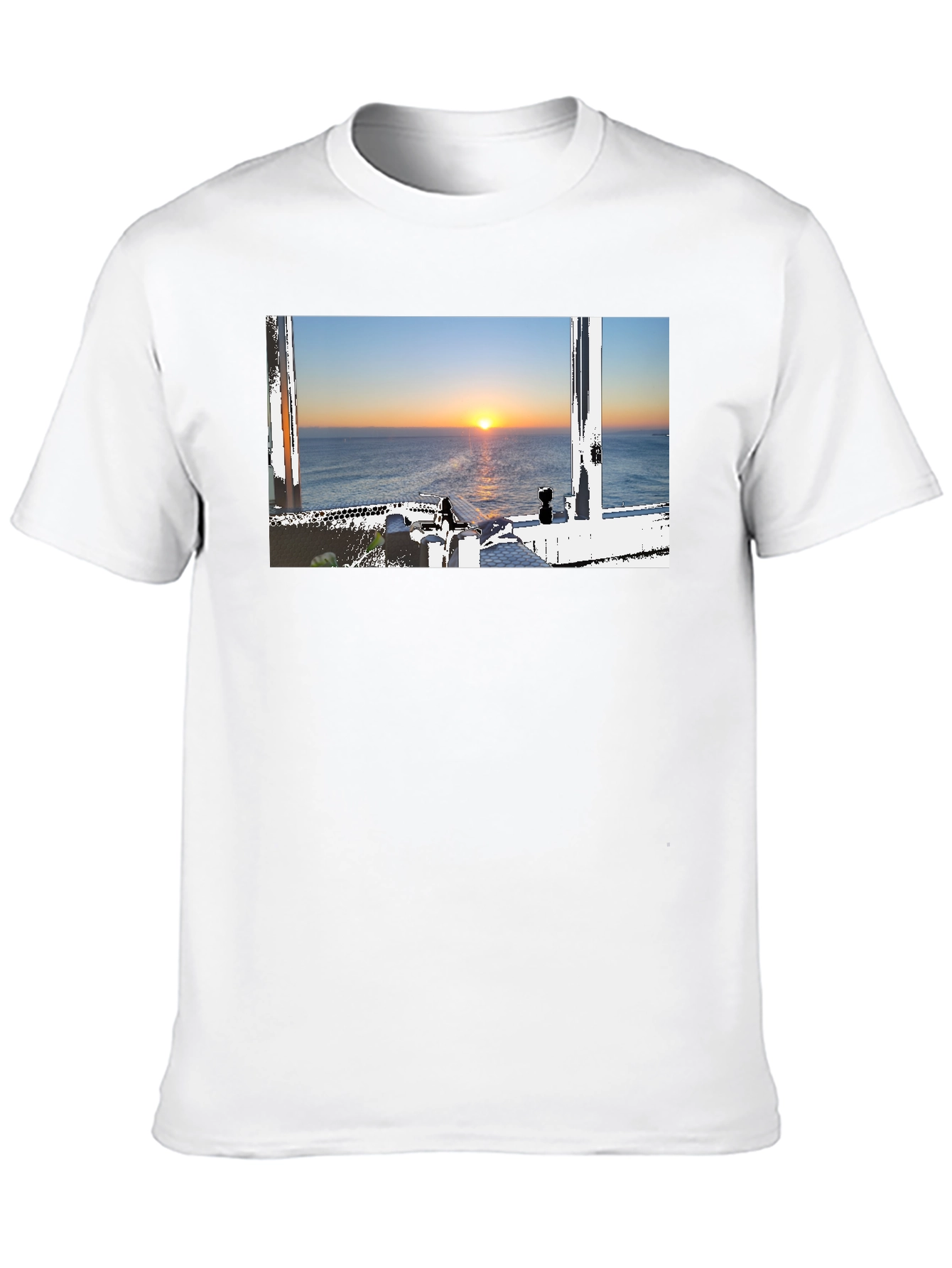 Sunrise View Graphic Tee - Black Cotton T-Shirt