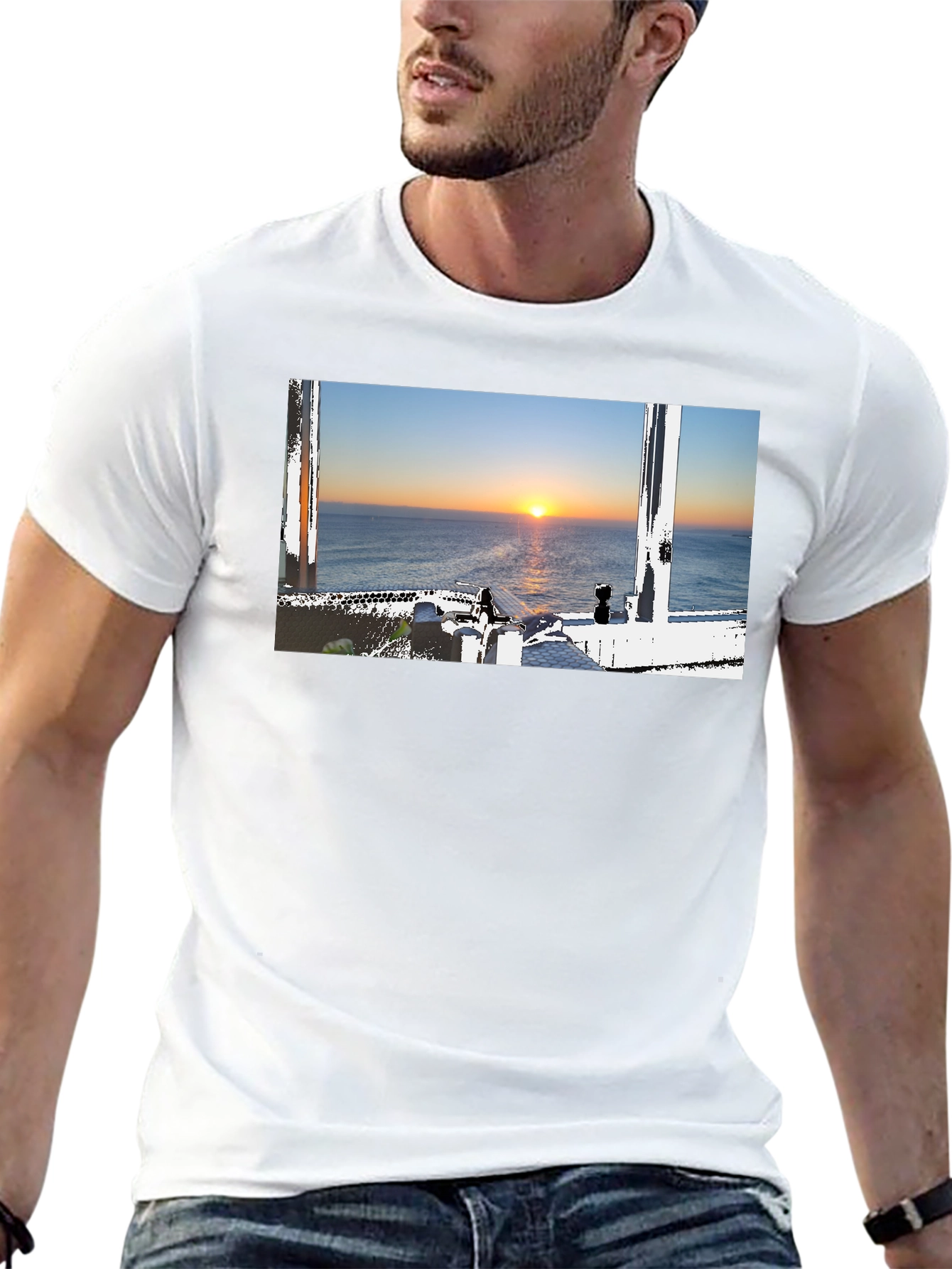Sunrise View Graphic Tee - Black Cotton T-Shirt