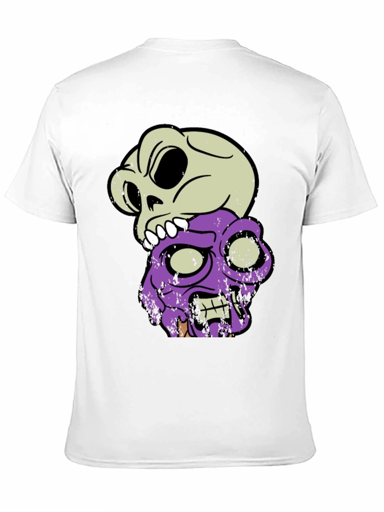 Skull & Zombie Head Graphic T-Shirt - Black