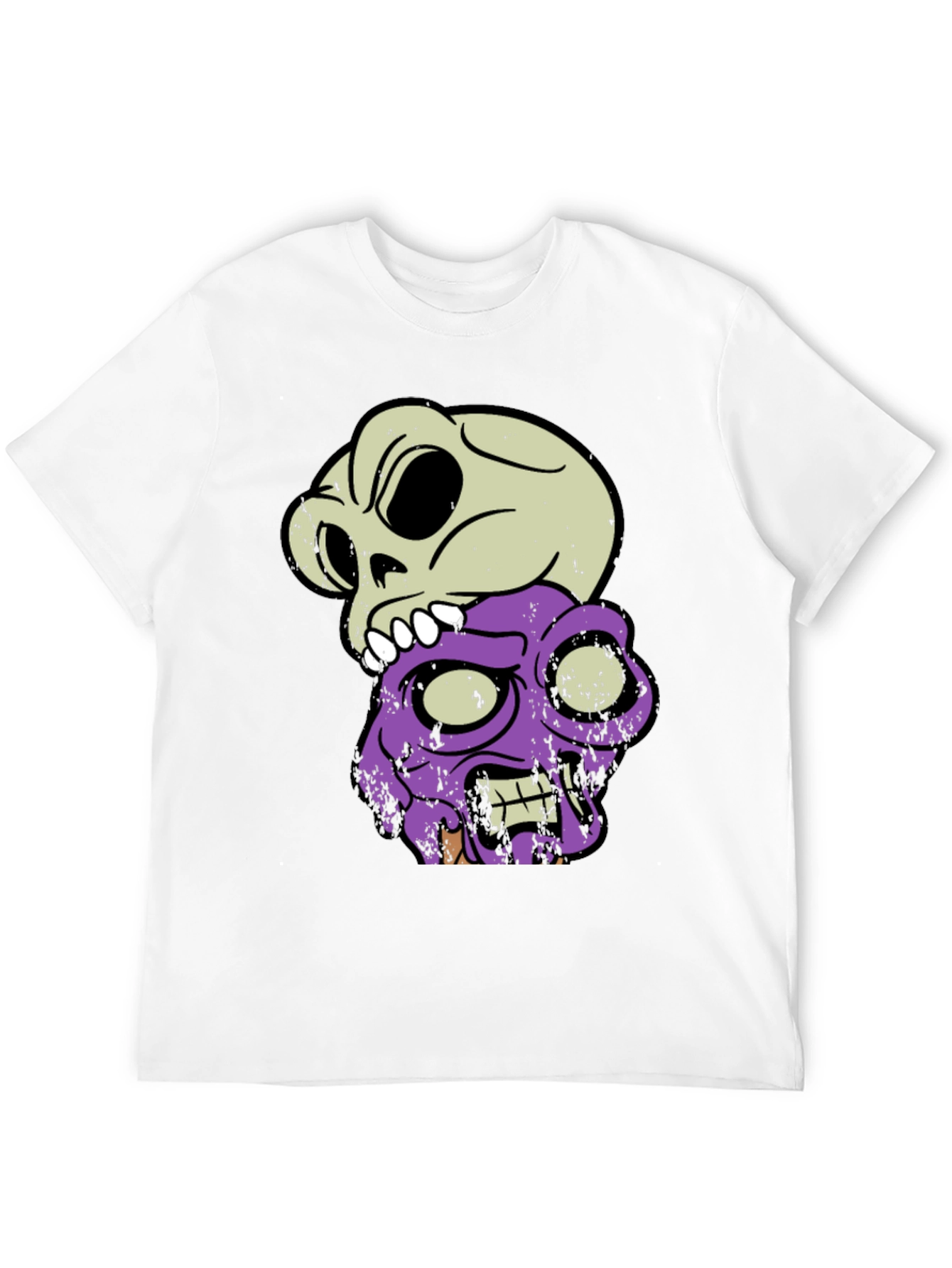 Skull & Zombie Head Graphic T-Shirt - Black