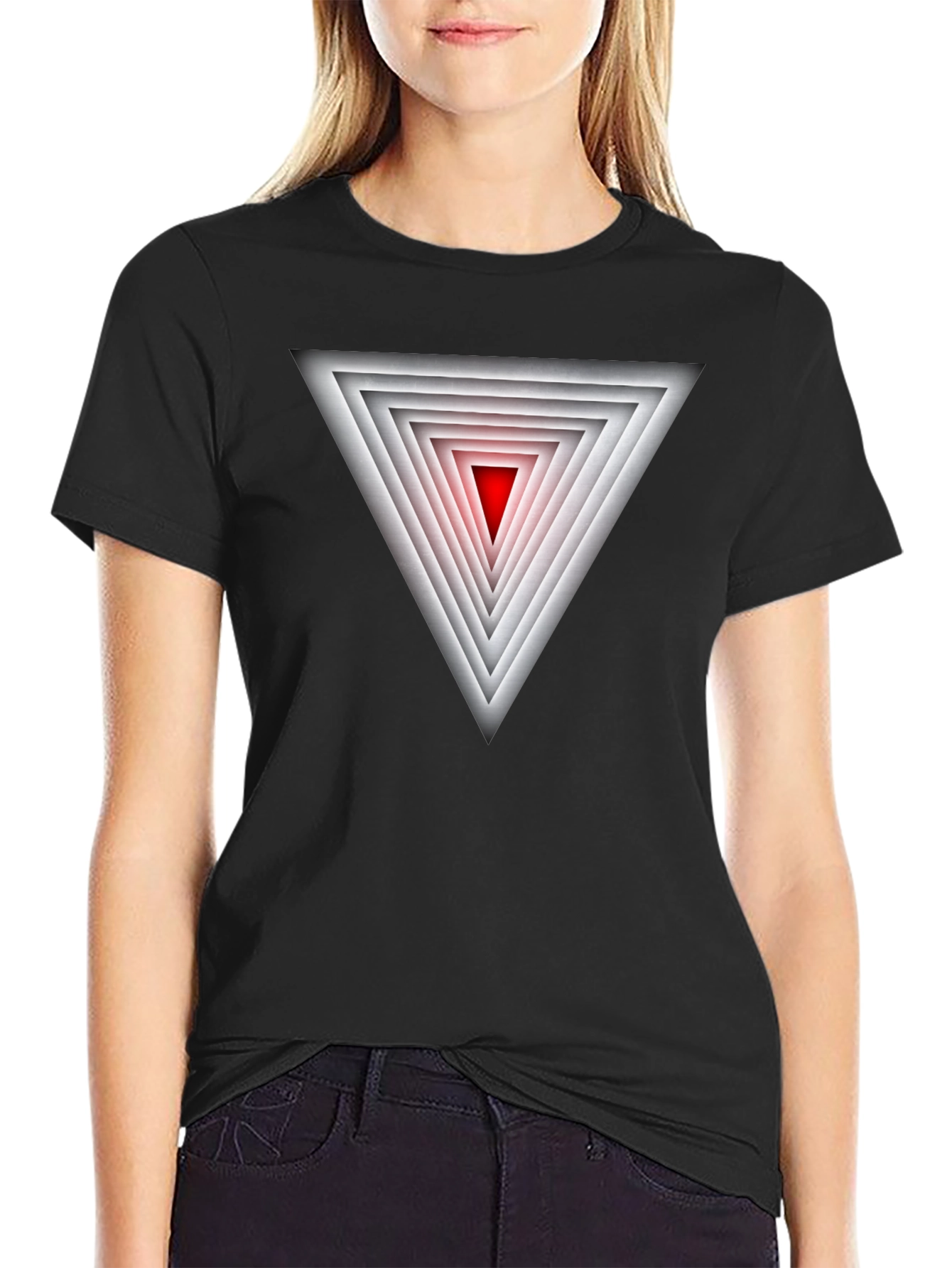 Geometric Triangle Graphic Black T-Shirt