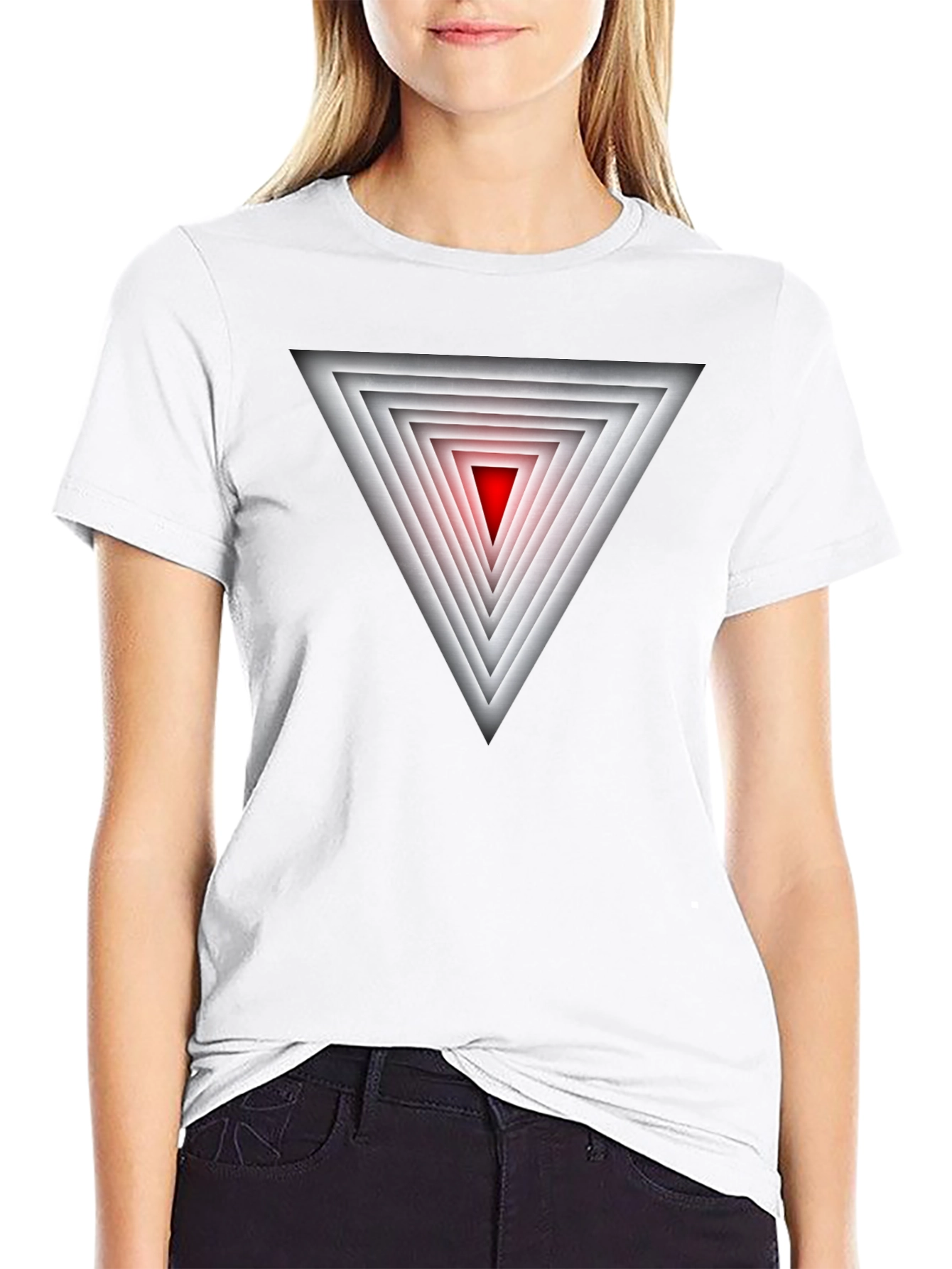 Geometric Triangle Graphic Black T-Shirt