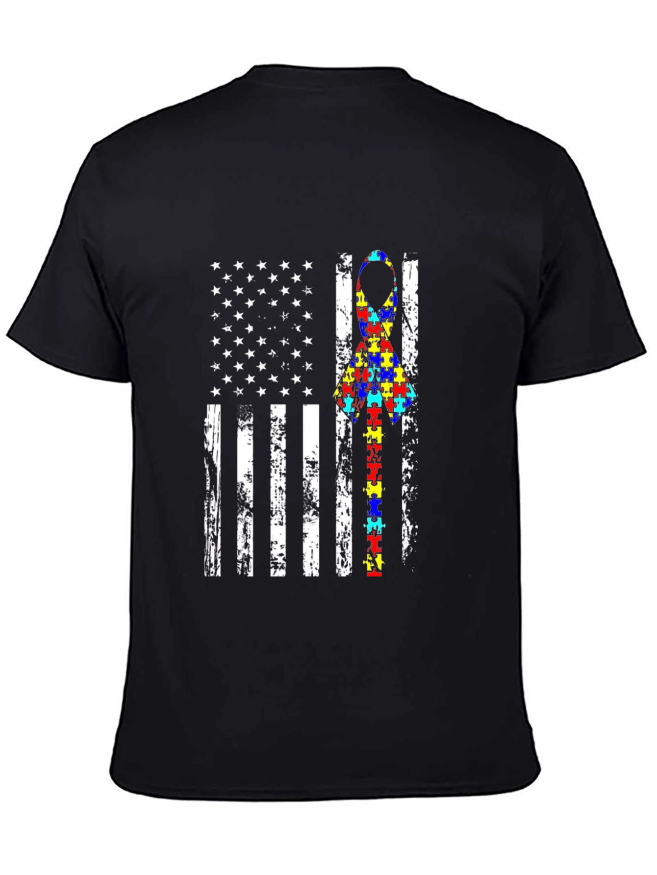 Autism Awareness American Flag Graphic T-Shirt