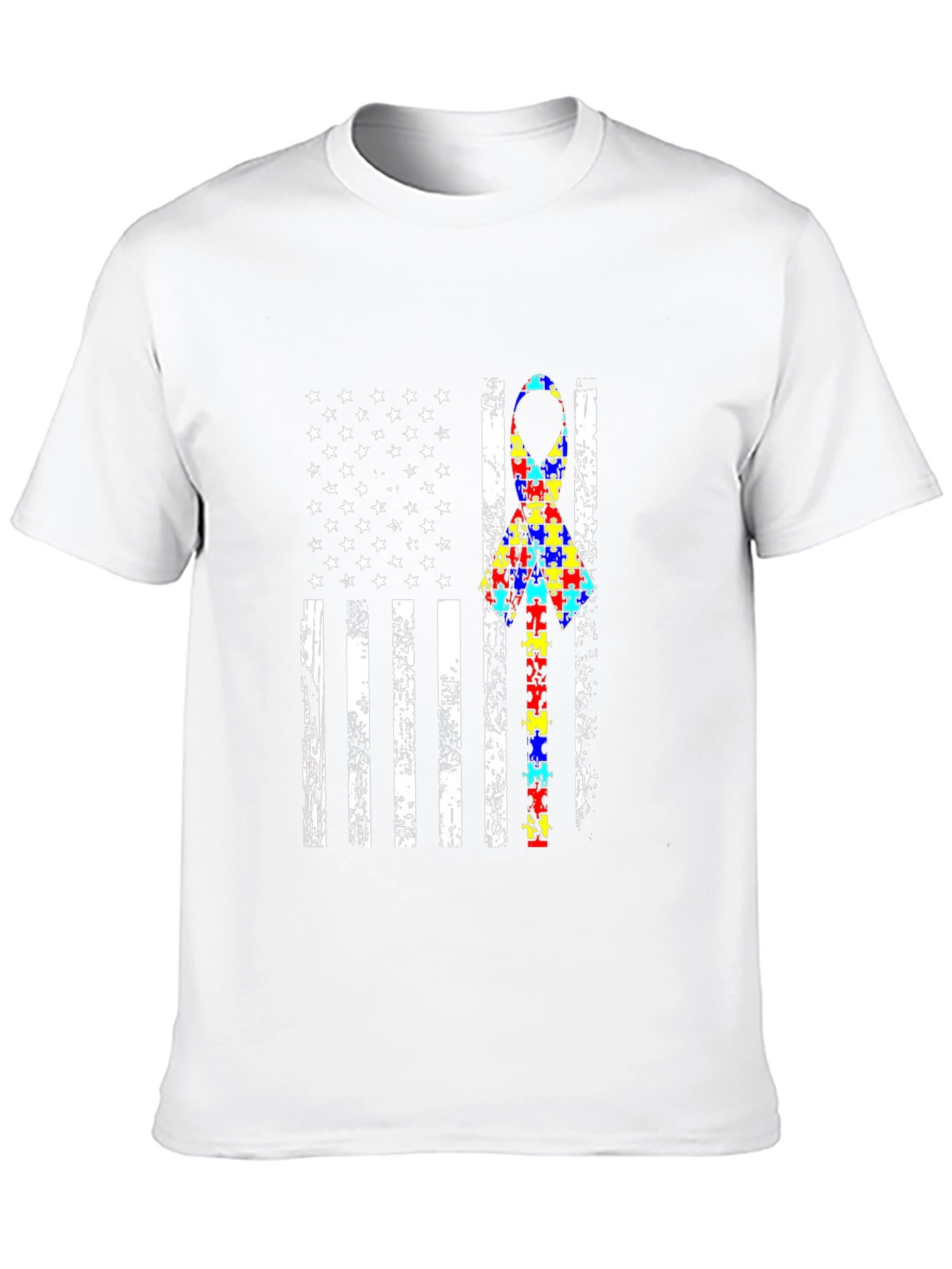 Autism Awareness American Flag Graphic T-Shirt