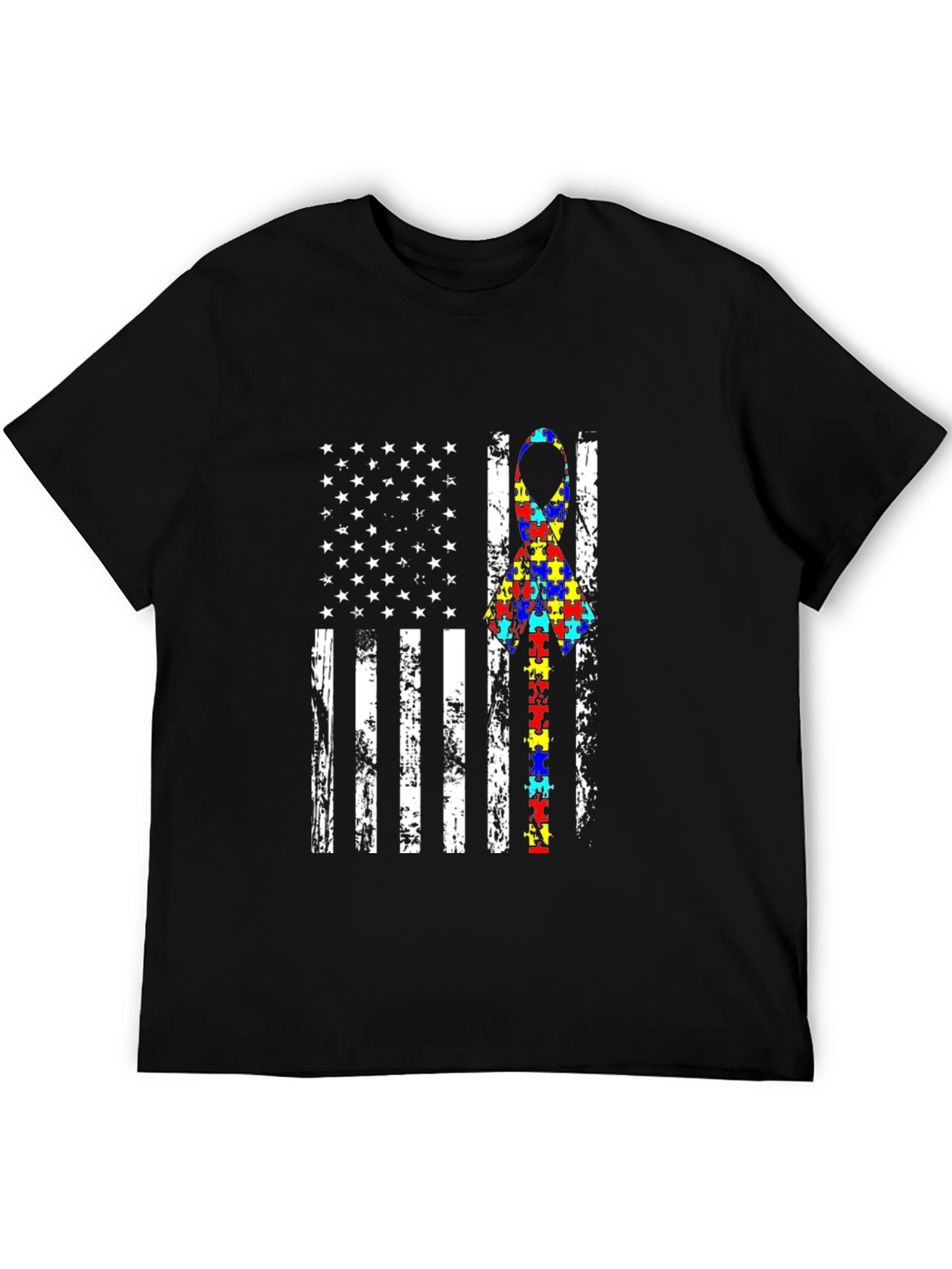 Autism Awareness American Flag Graphic T-Shirt