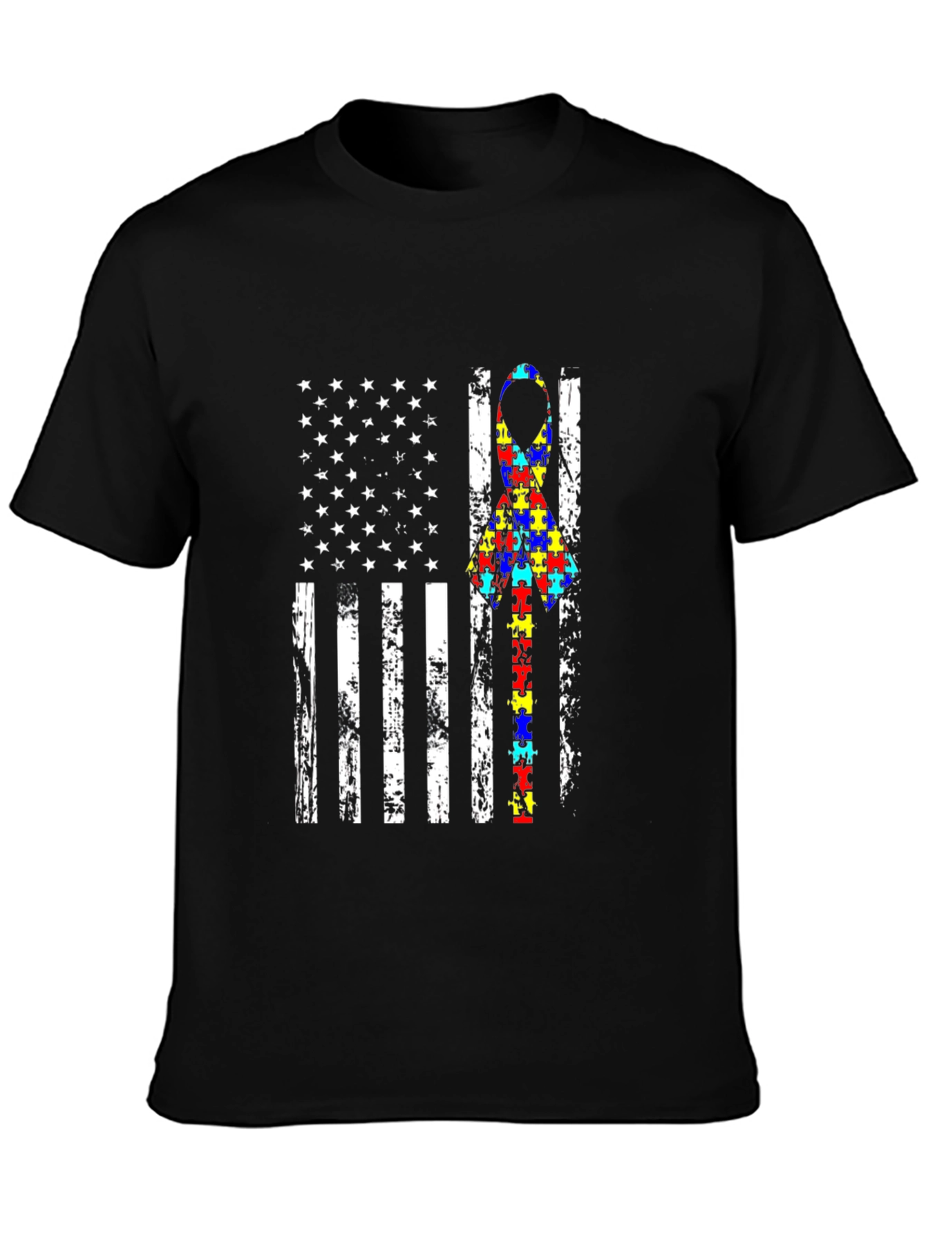 Autism Awareness American Flag Graphic T-Shirt