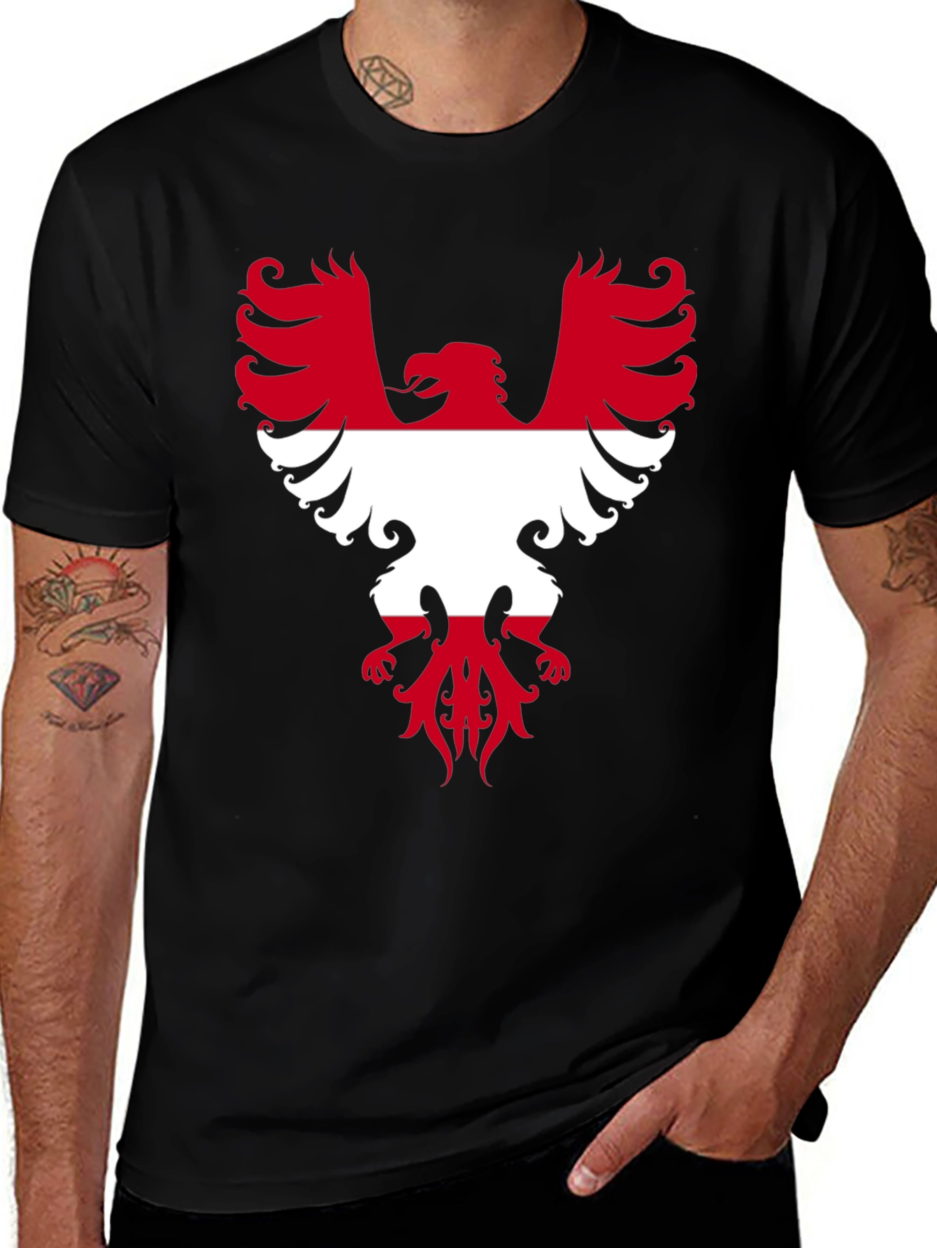 Austria Eagle T-Shirt Black Graphic Tee