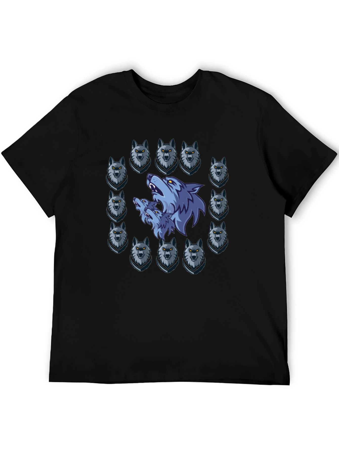 Wolf Pack Graphic Print Black T-Shirt