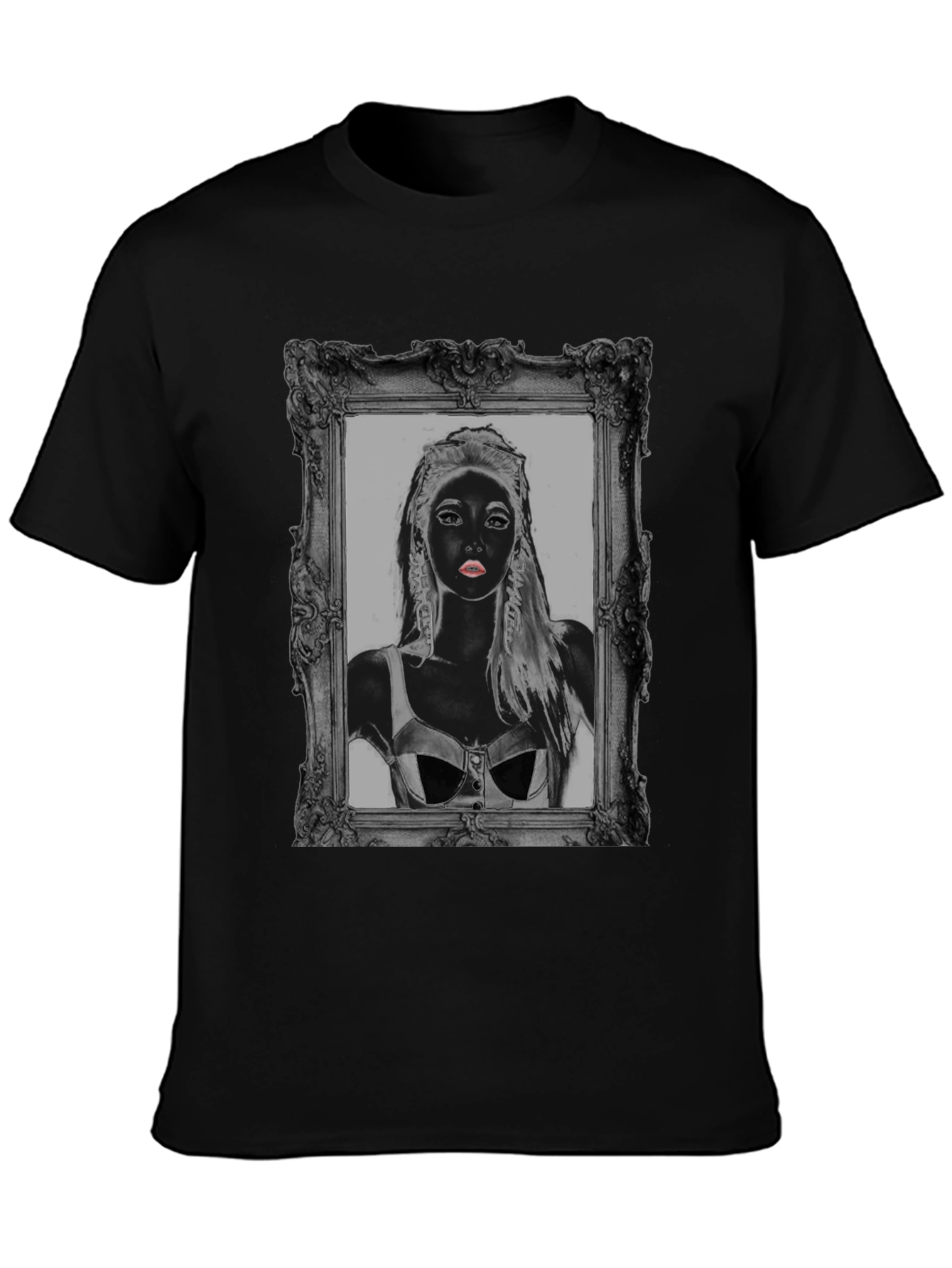 Framed Portrait Graphic Black T-Shirt