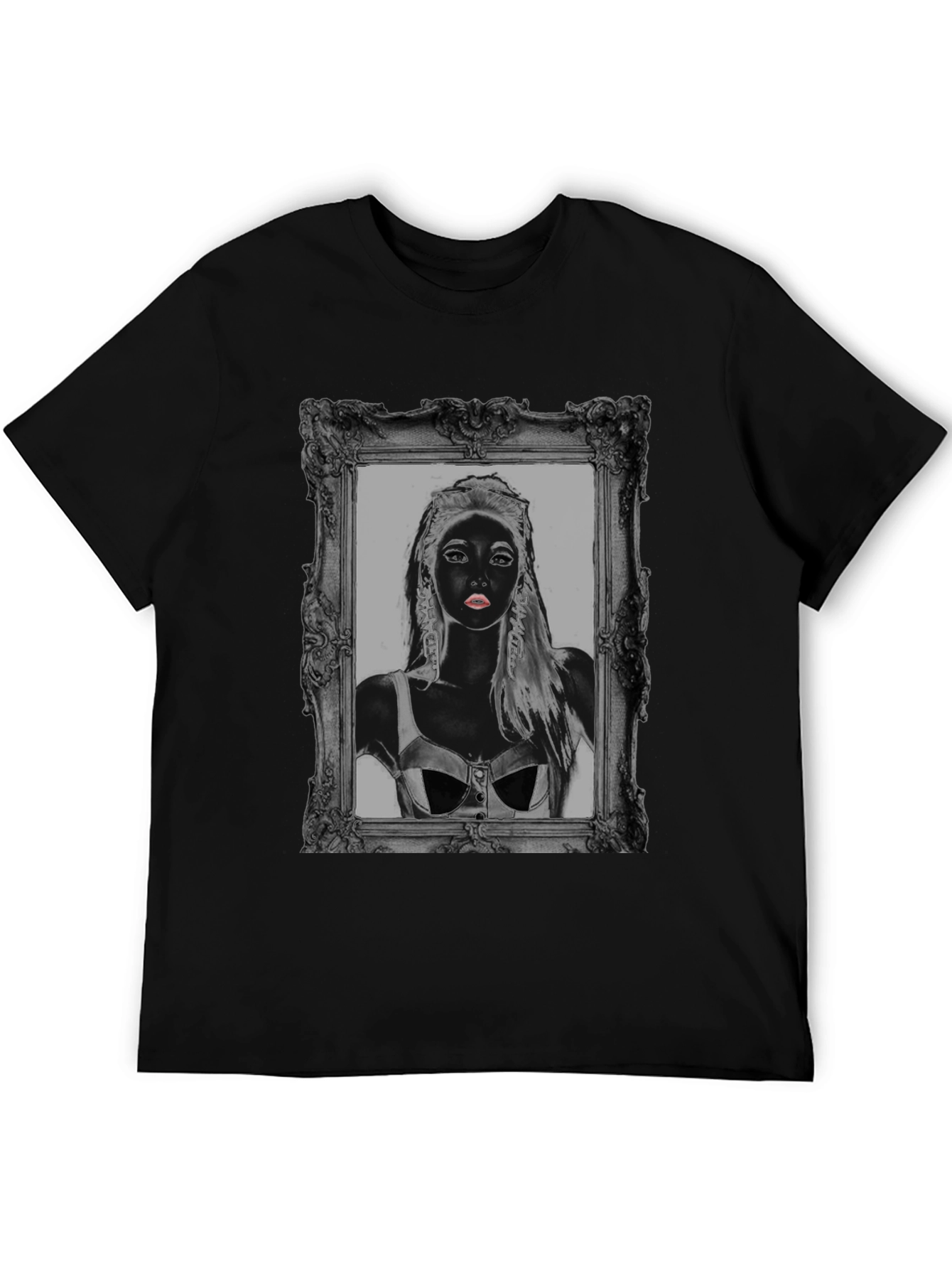 Framed Portrait Graphic Black T-Shirt