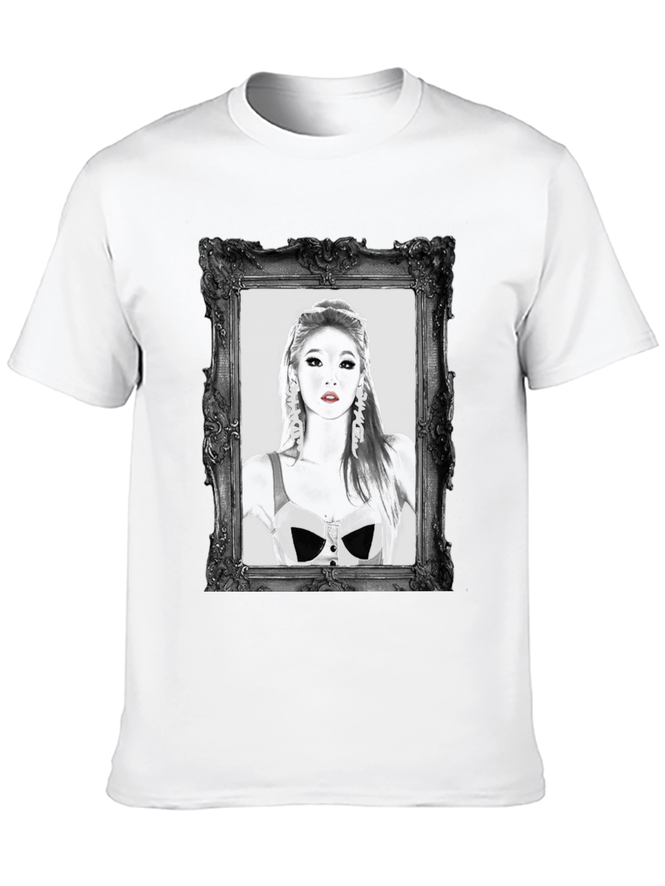 Framed Portrait Graphic Black T-Shirt
