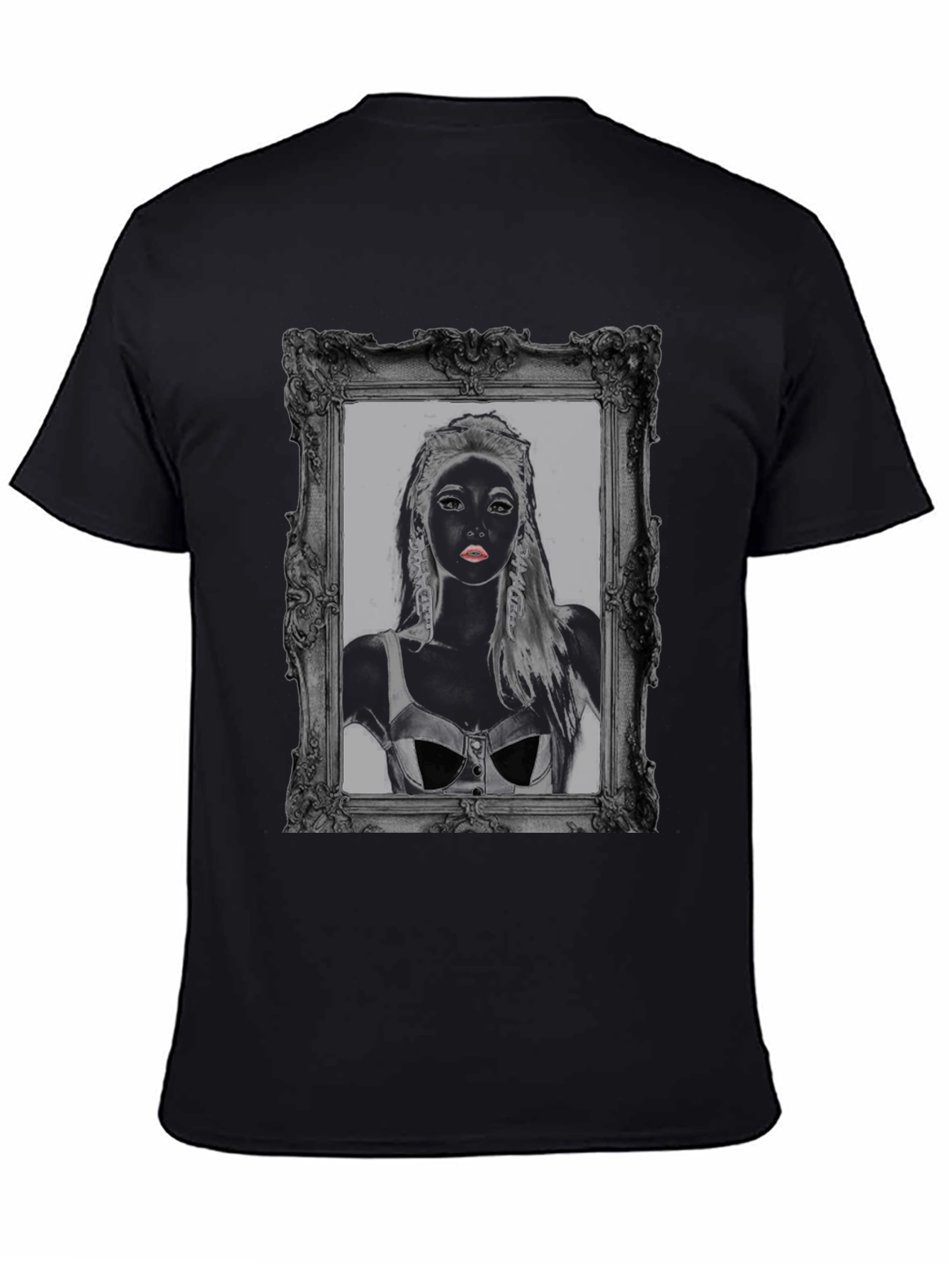 Framed Portrait Graphic Black T-Shirt