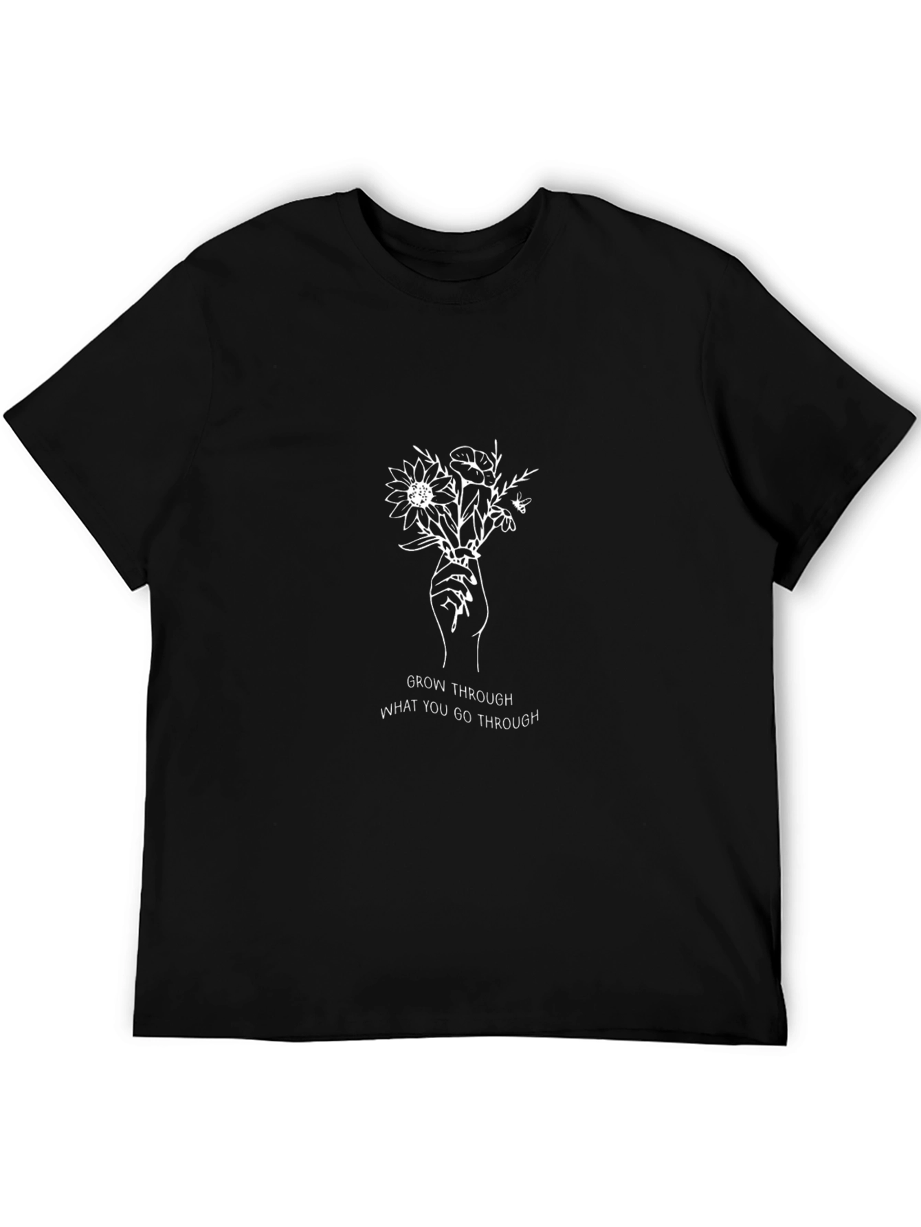 Grow Through What You Go Through Black Graphic Tee