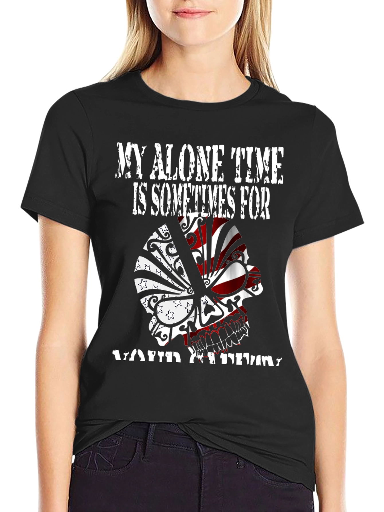 Skull Graphic Tee: My Alone Time