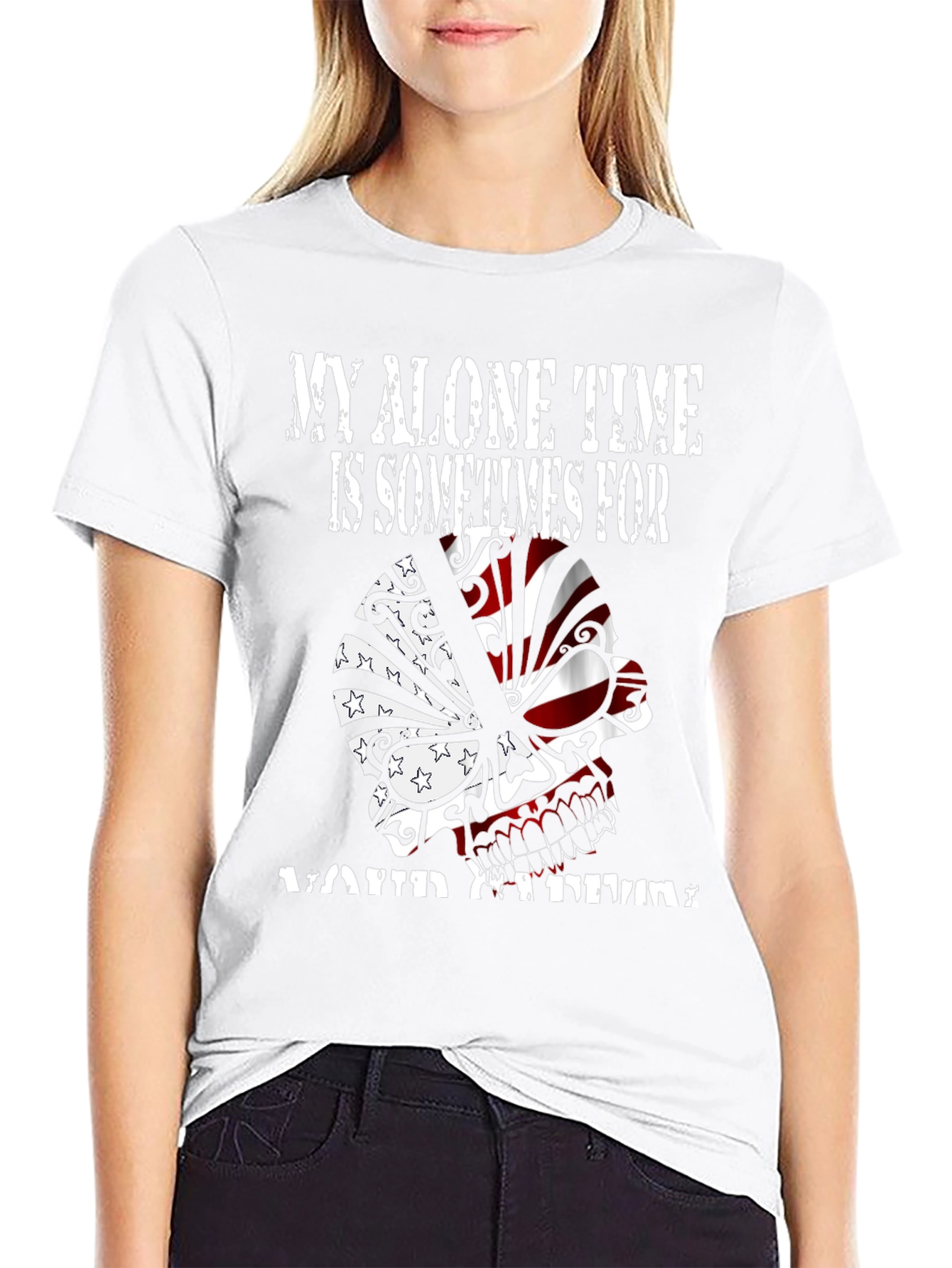 Skull Graphic Tee: My Alone Time
