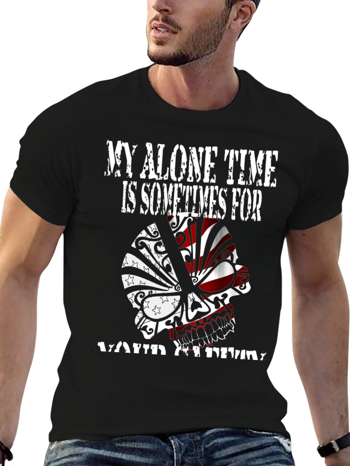 Skull Graphic Tee: My Alone Time