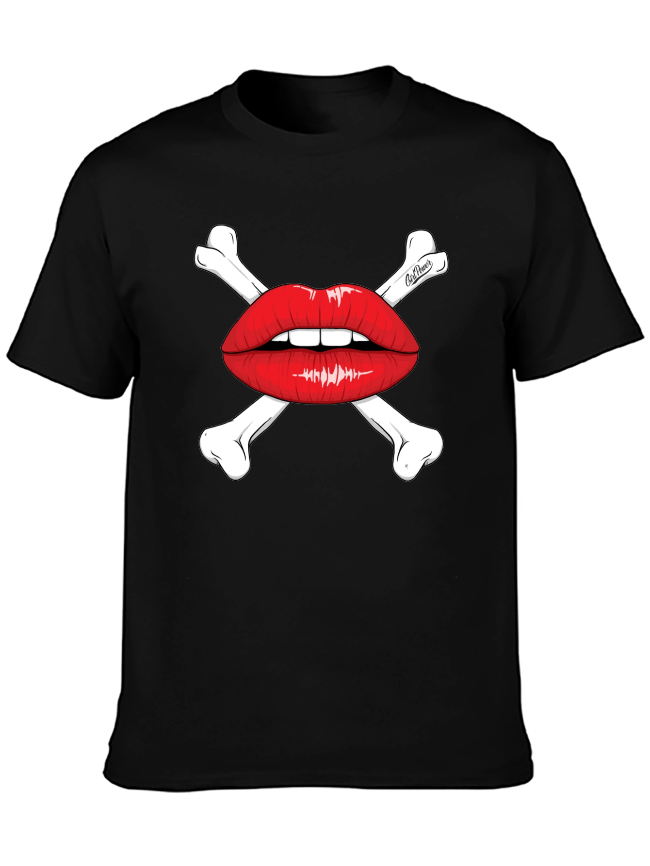 Skull & Lips Graphic Tee - Black
