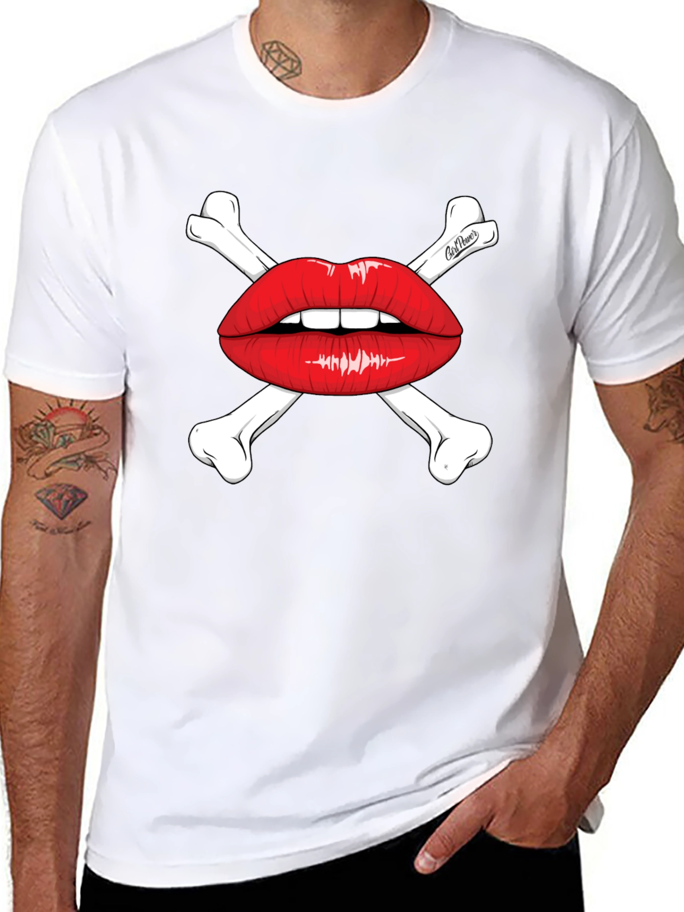 Skull & Lips Graphic Tee - Black