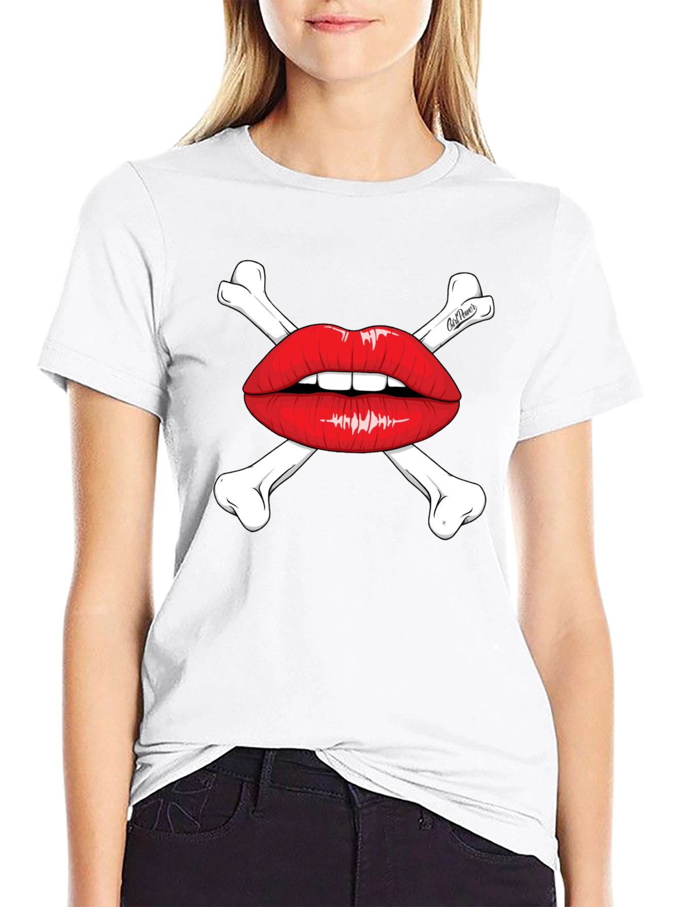 Skull & Lips Graphic Tee - Black