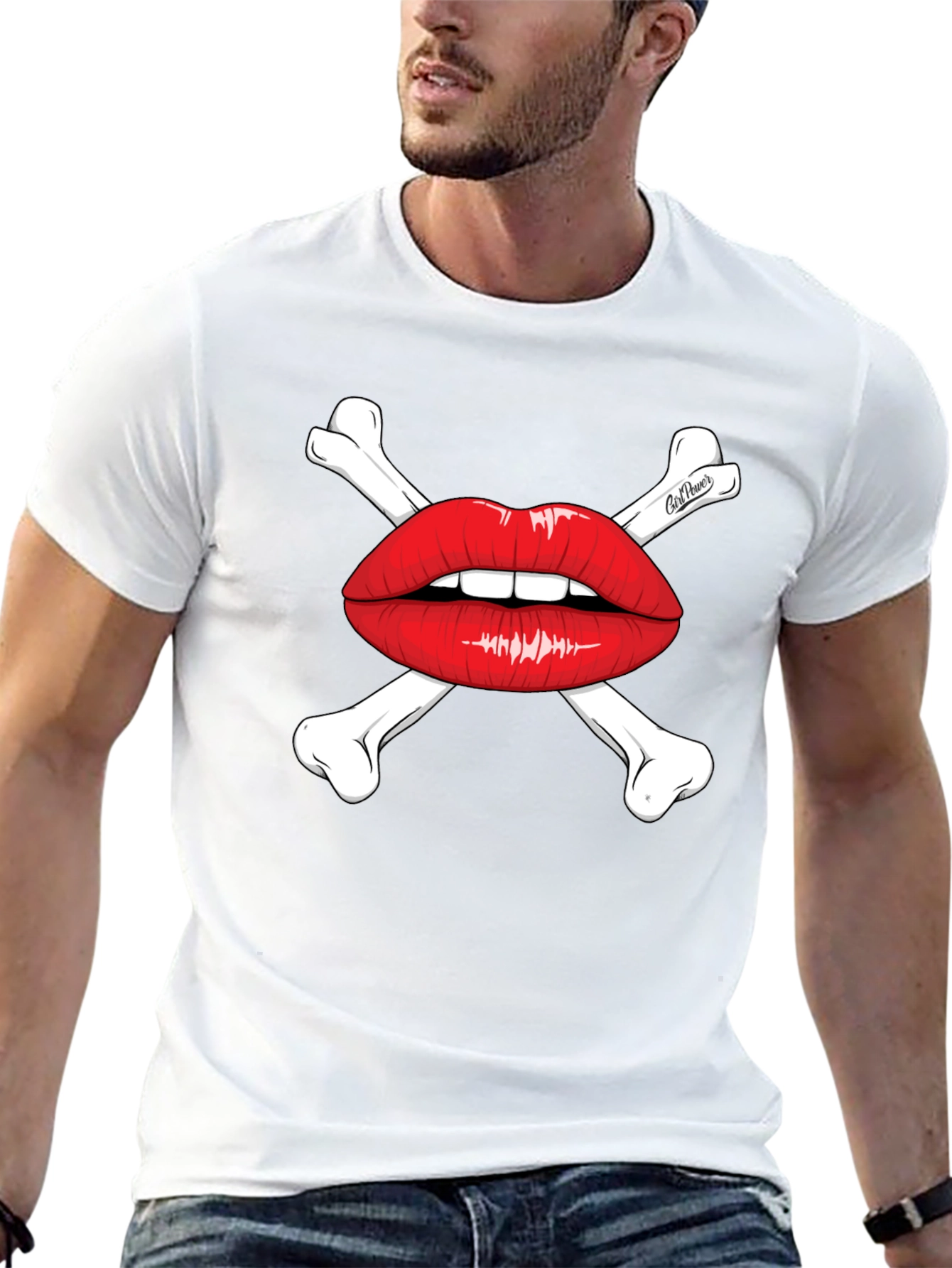 Skull & Lips Graphic Tee - Black