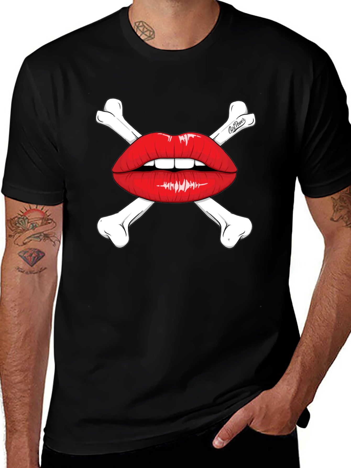 Skull & Lips Graphic Tee - Black