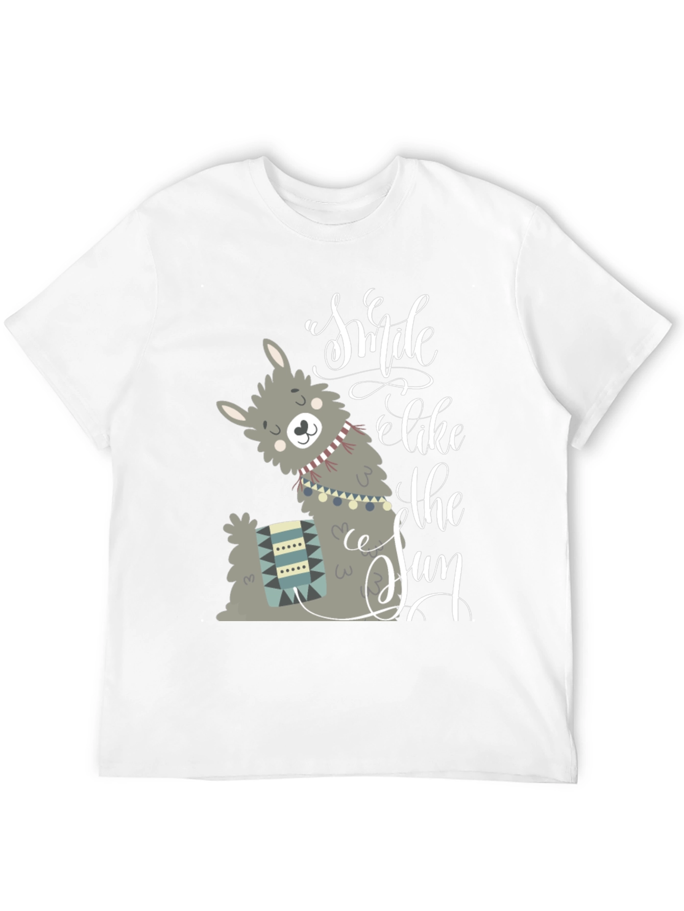 Llama Smile Like The Sun Black Graphic T-Shirt