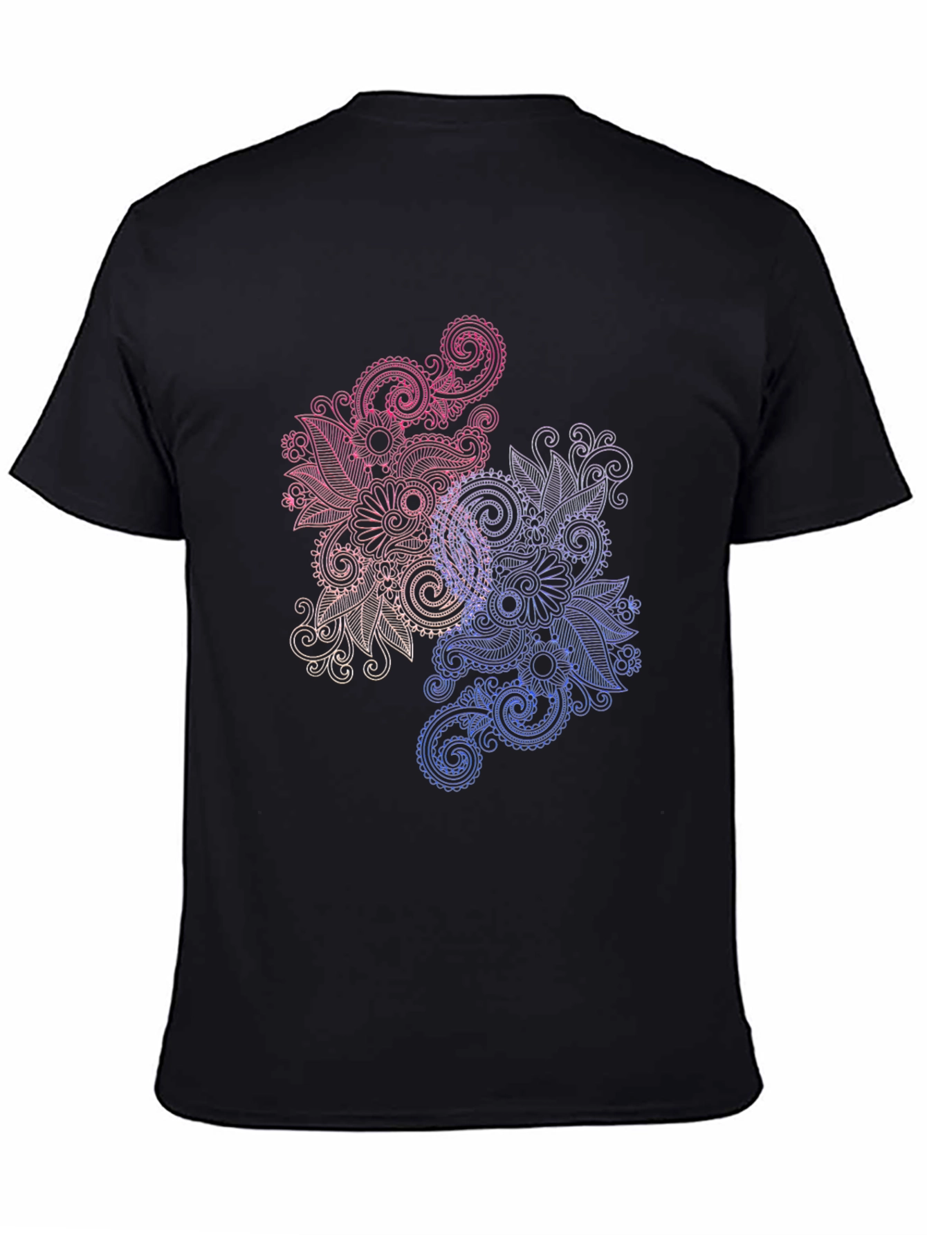 Floral Paisley Print Black T-Shirt