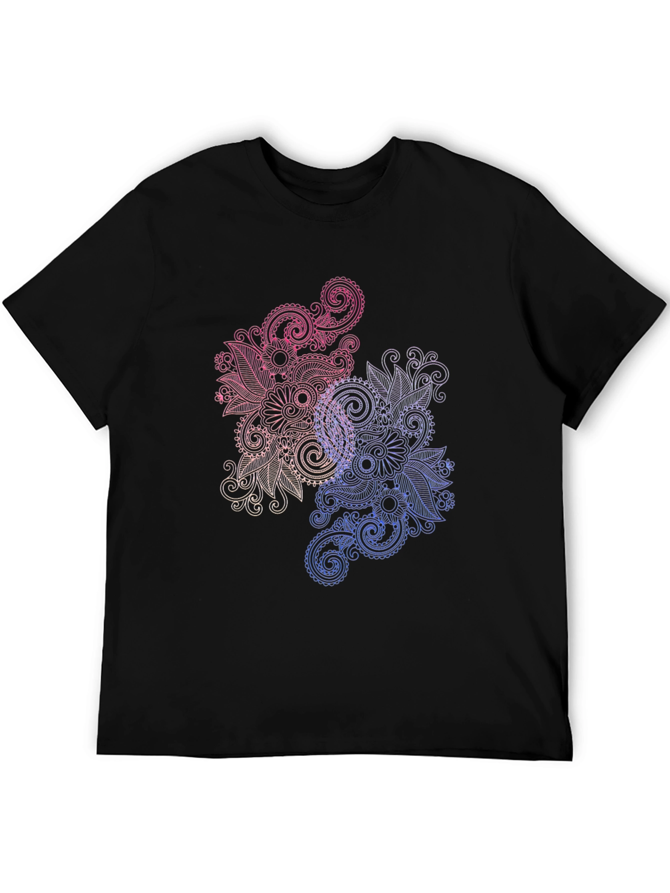 Floral Paisley Print Black T-Shirt