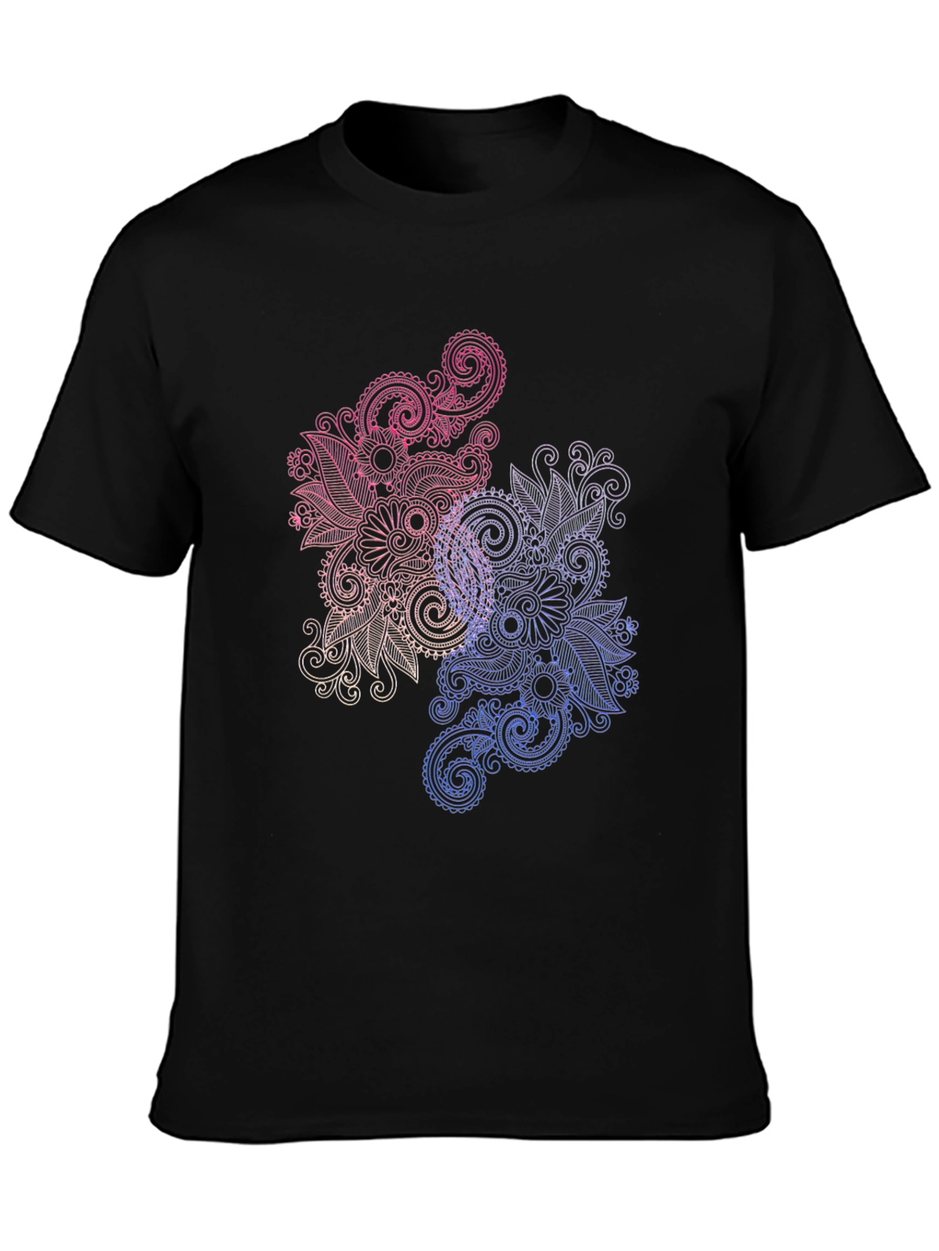 Floral Paisley Print Black T-Shirt