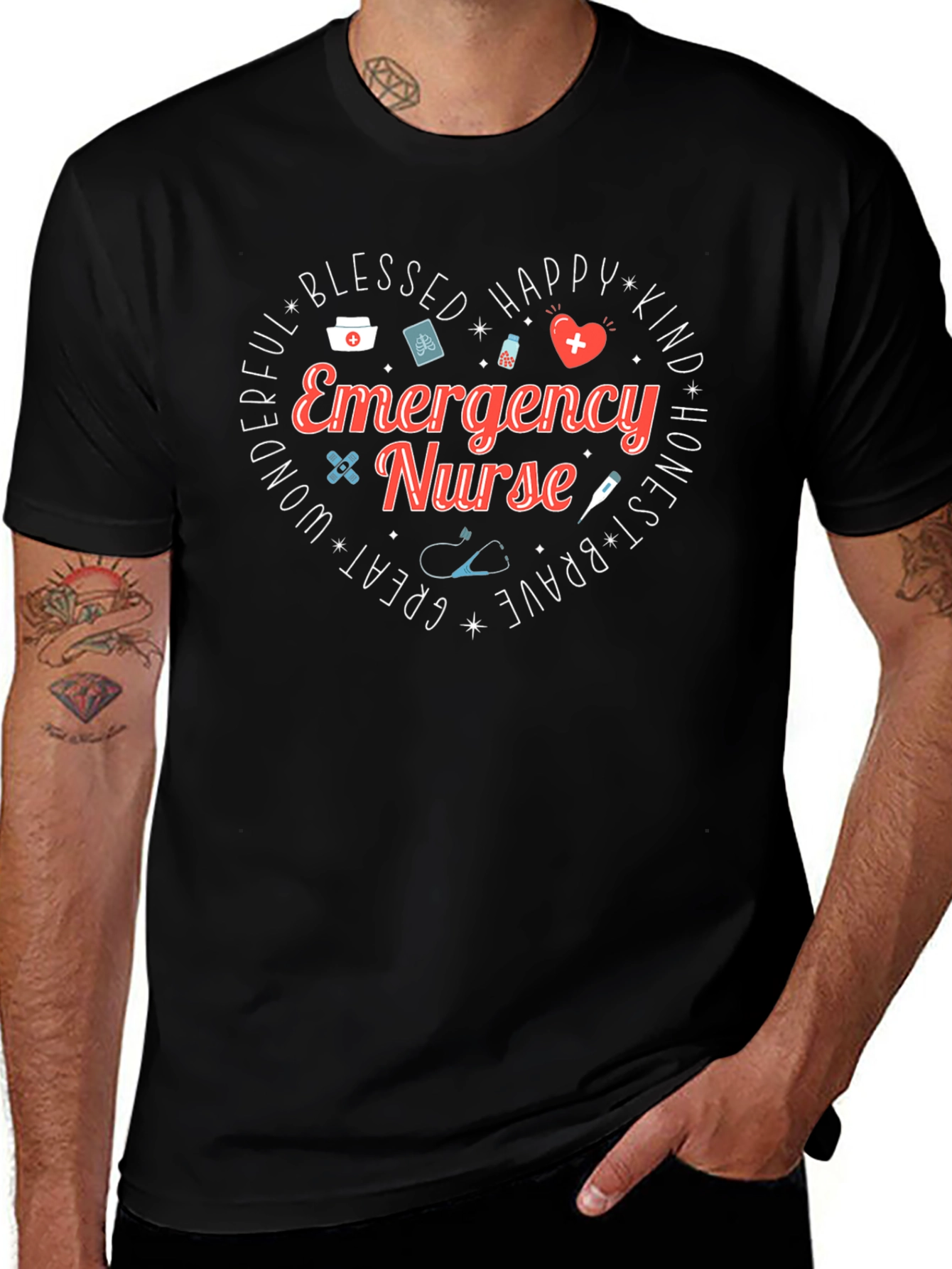 Emergency Nurse Heart Graphic T-Shirt
