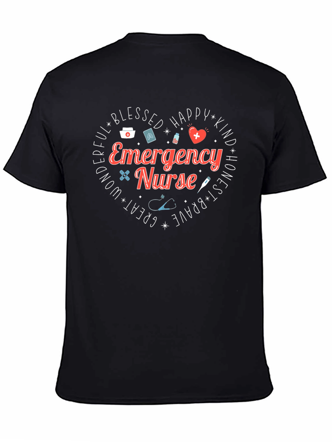 Emergency Nurse Heart Graphic T-Shirt