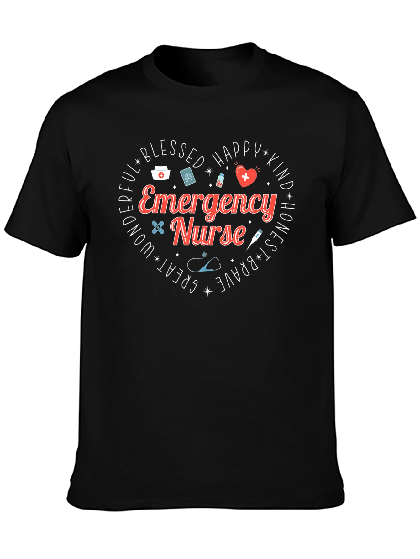 Emergency Nurse Heart Graphic T-Shirt