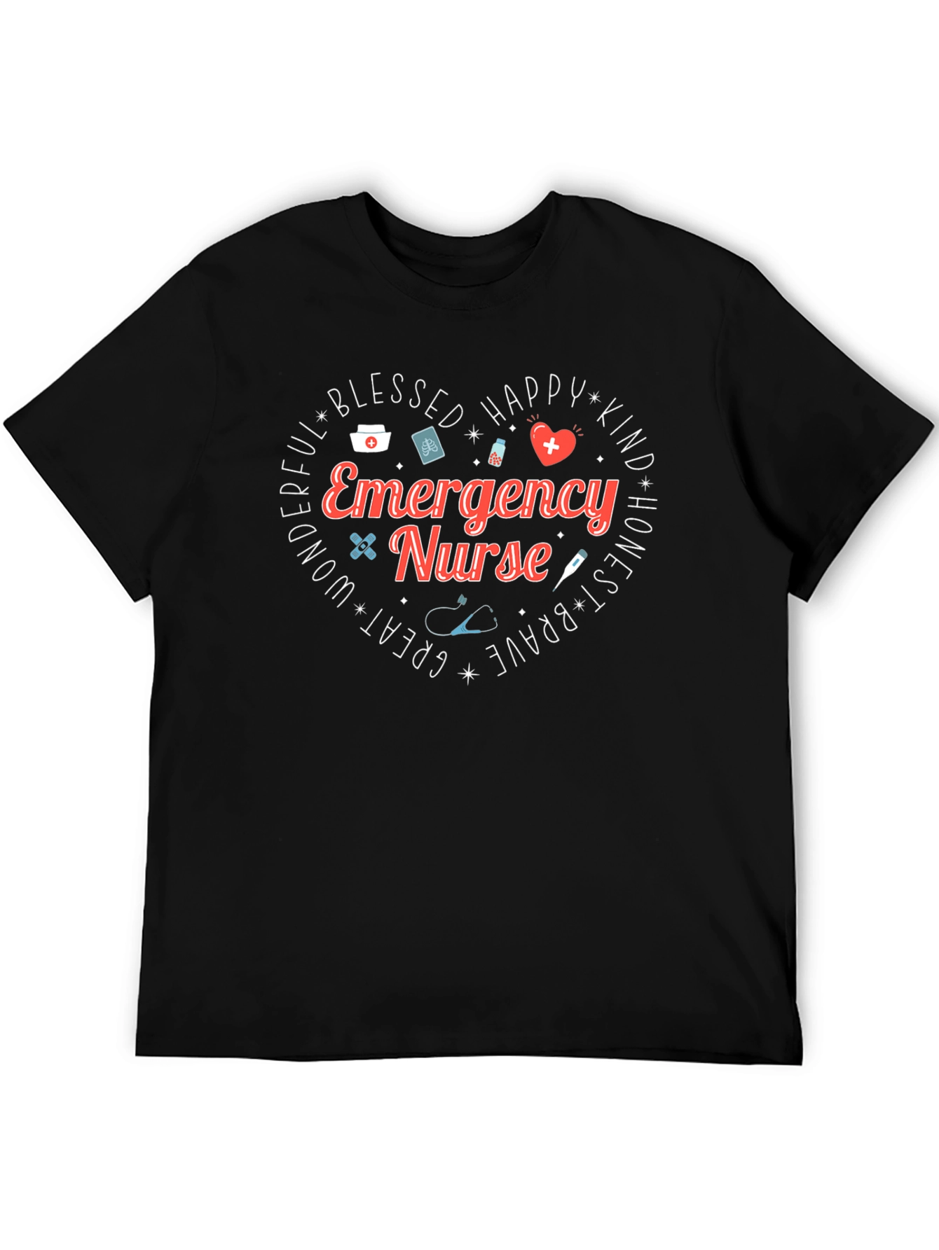 Emergency Nurse Heart Graphic T-Shirt