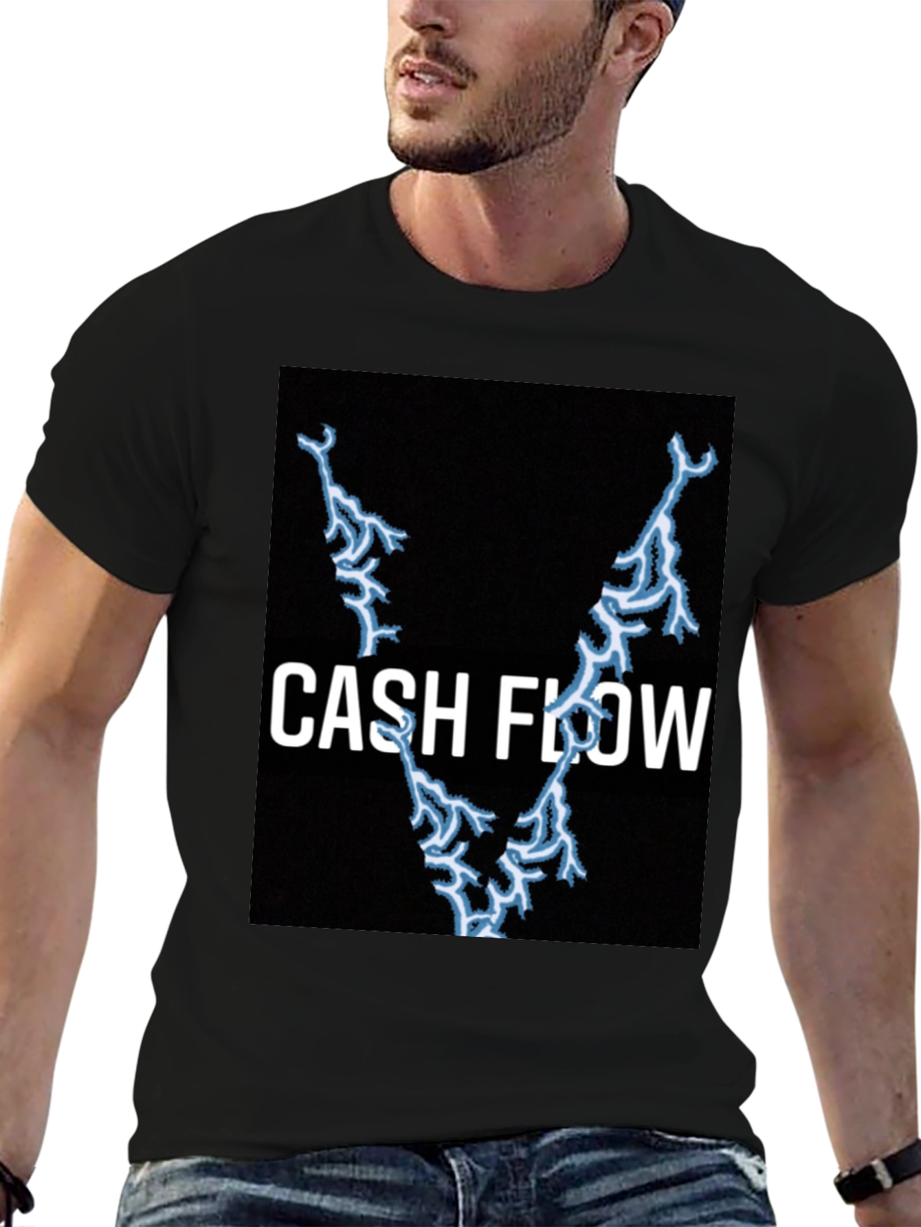 Cash Flow Lightning Bolt Black T-Shirt