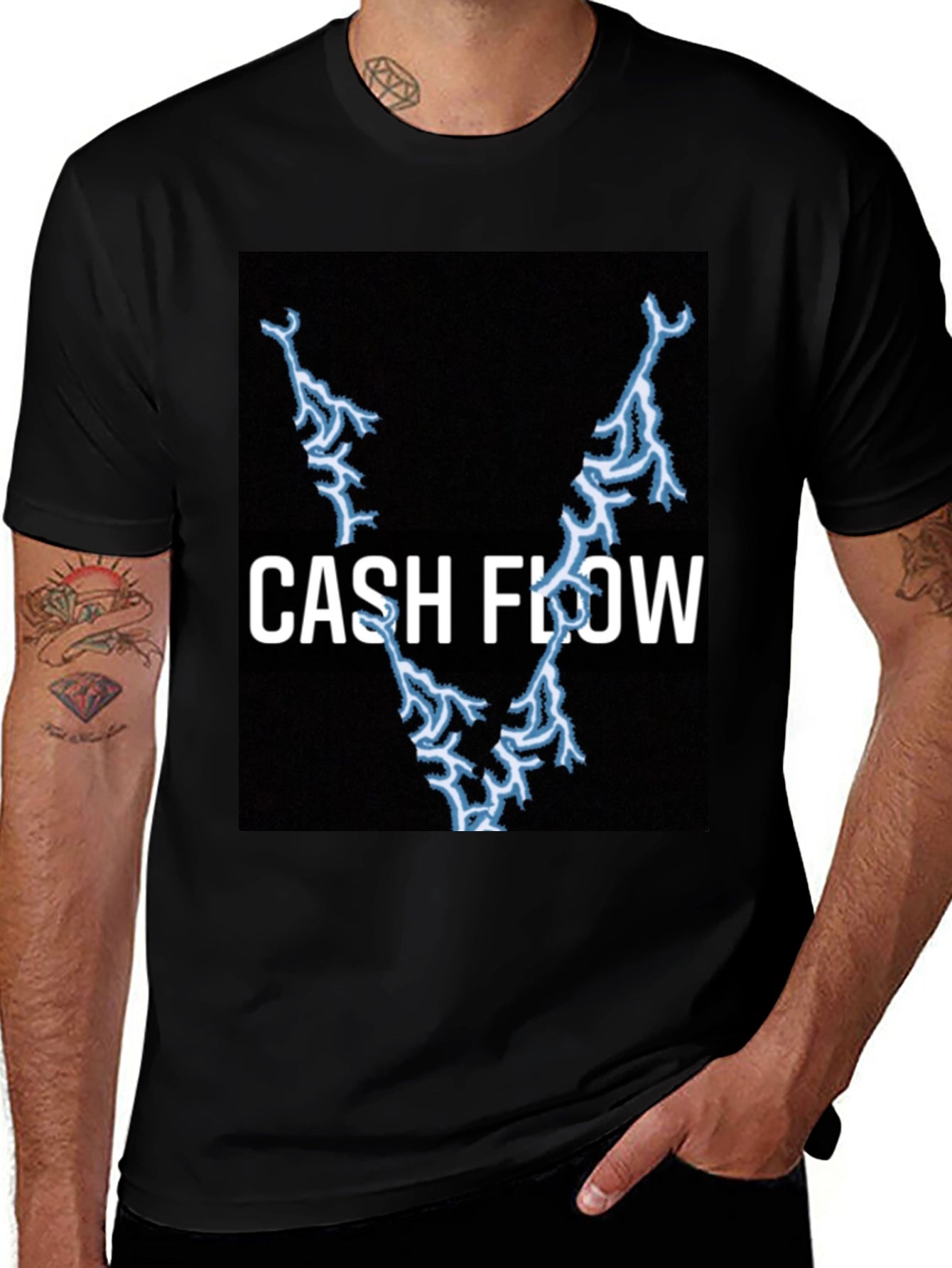 Cash Flow Lightning Bolt Black T-Shirt