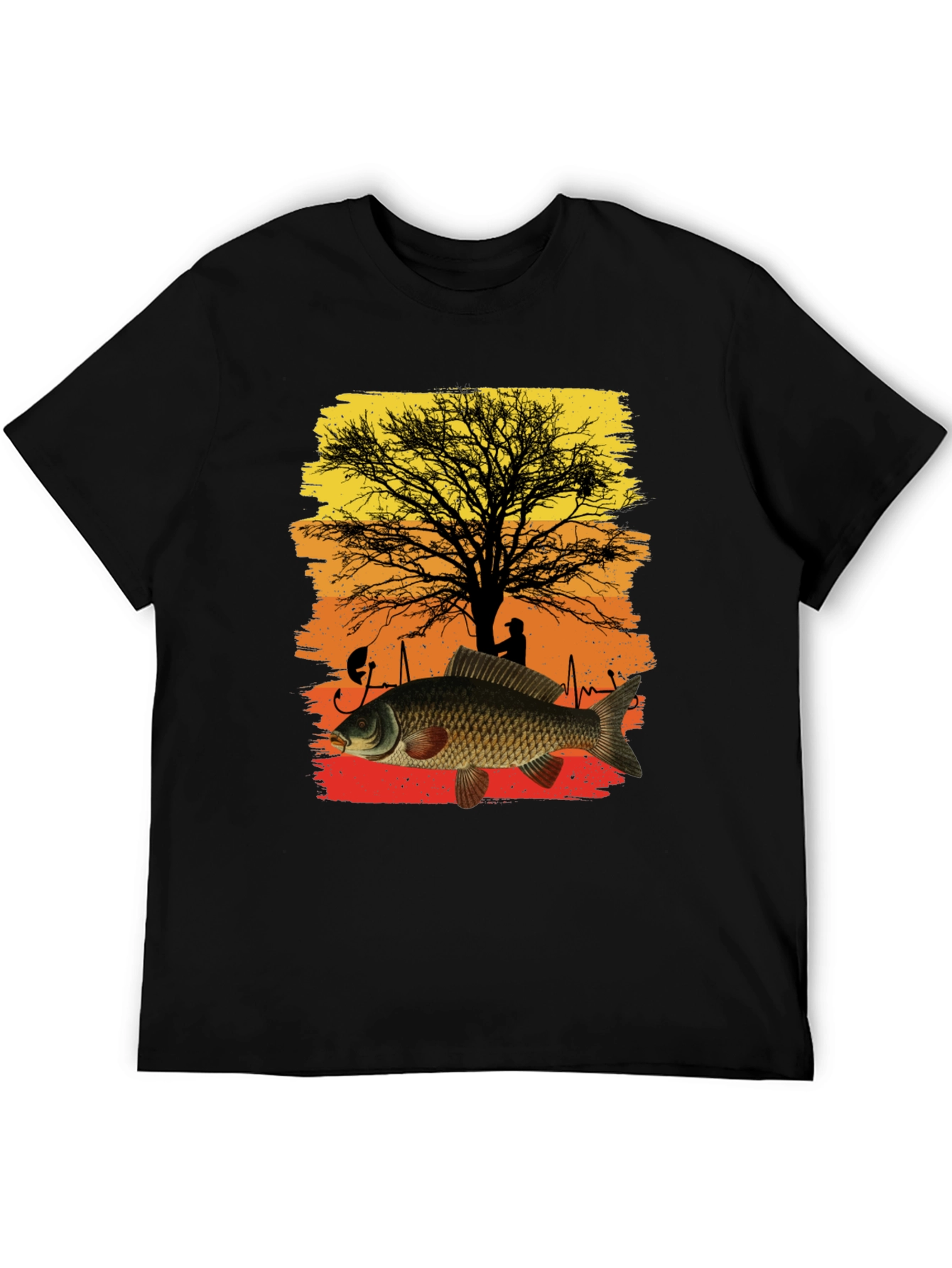 Fishing Carp Heartbeat Graphic Tee