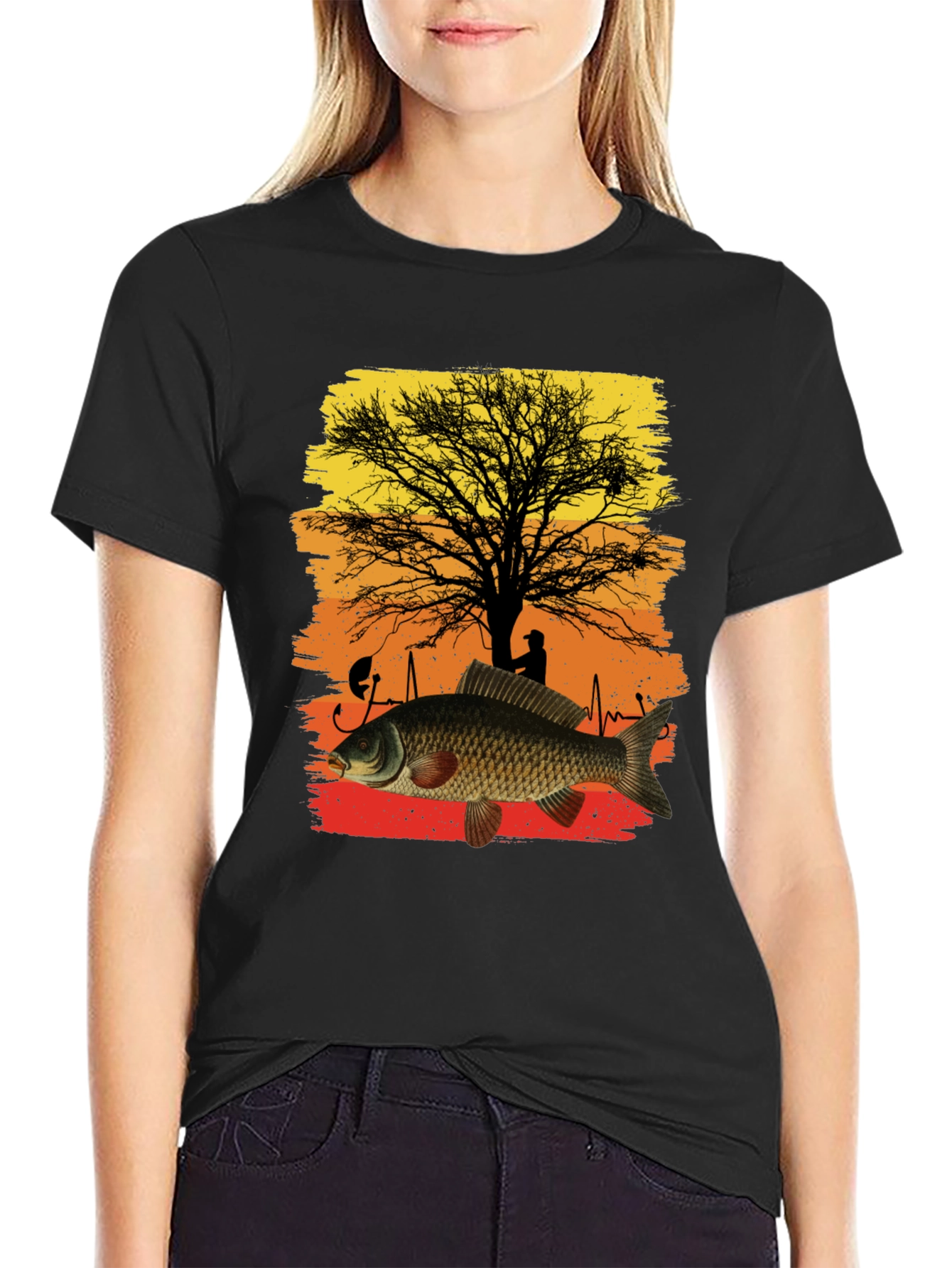 Fishing Carp Heartbeat Graphic Tee