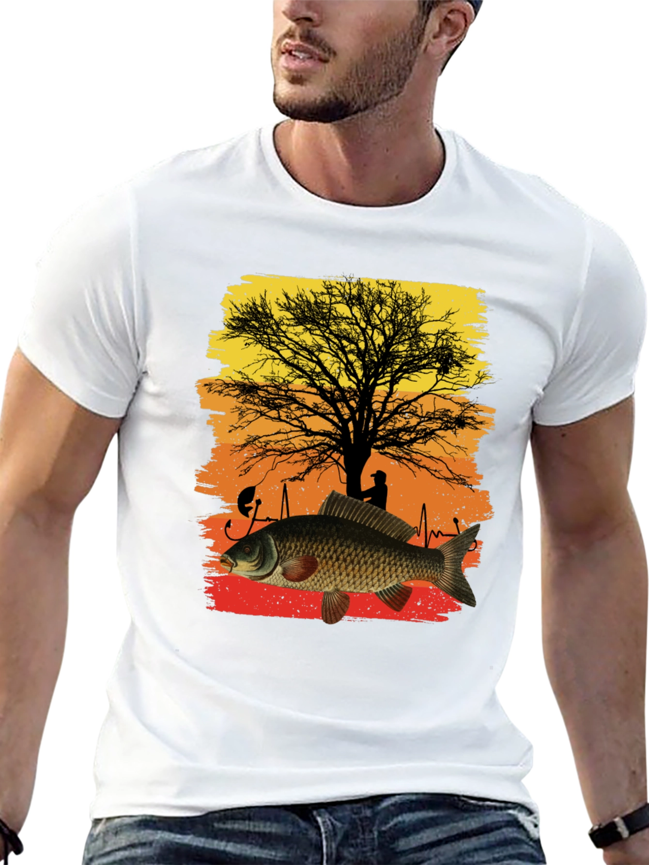 Fishing Carp Heartbeat Graphic Tee