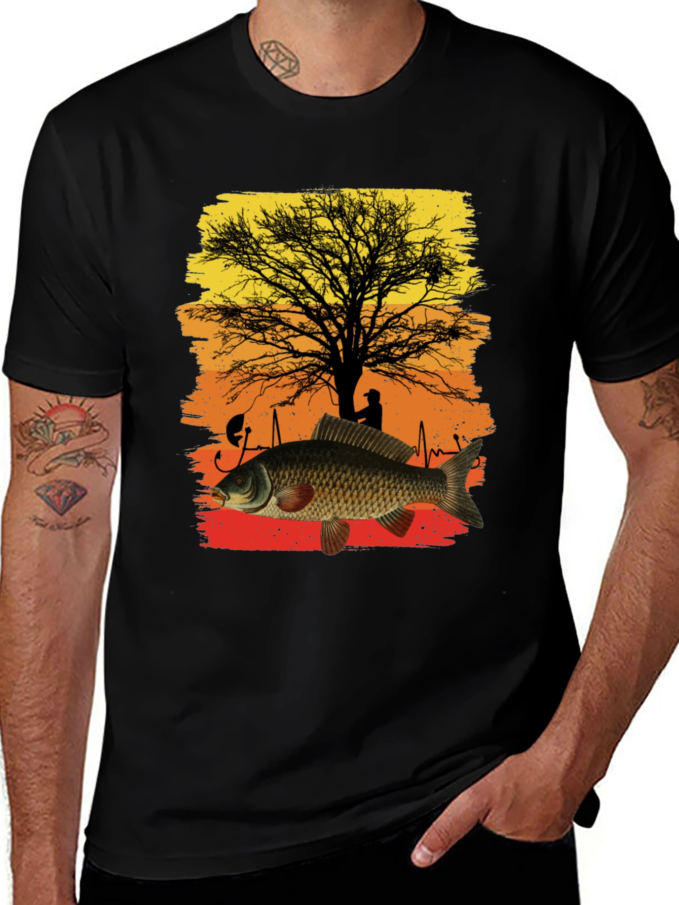 Fishing Carp Heartbeat Graphic Tee