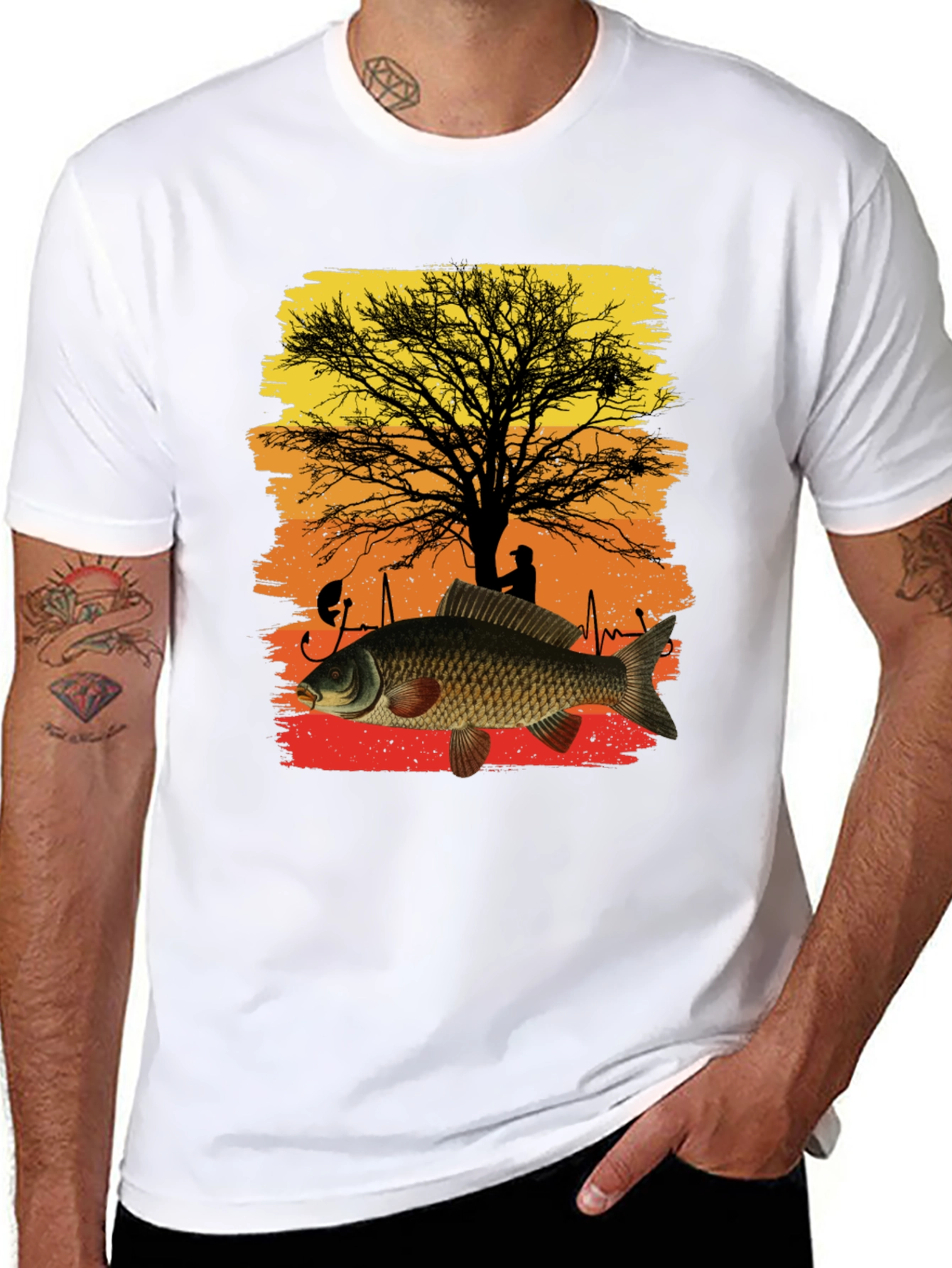 Fishing Carp Heartbeat Graphic Tee
