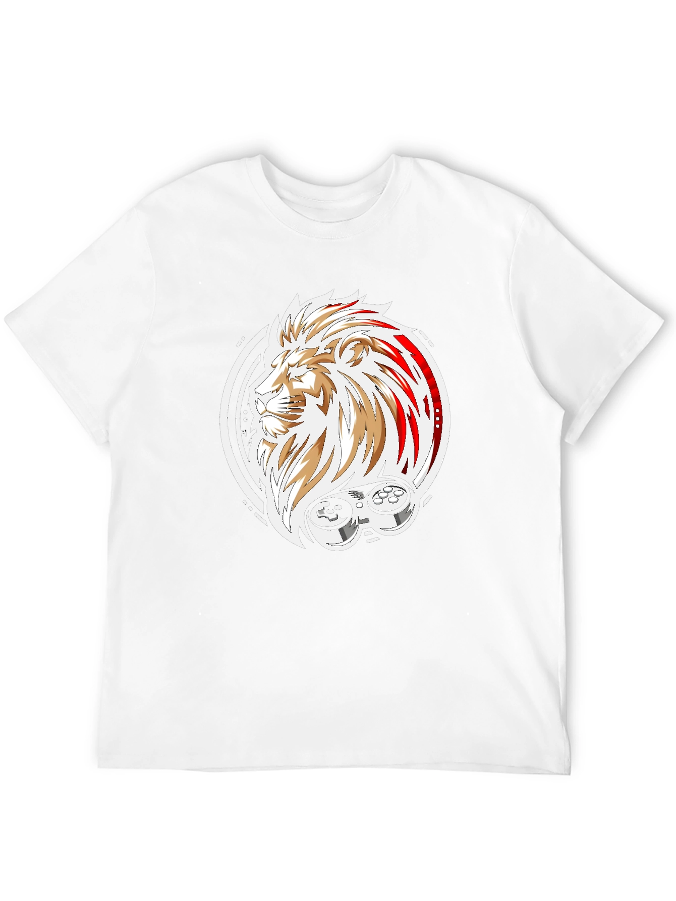 Lion Gamer Graphic T-Shirt - Black